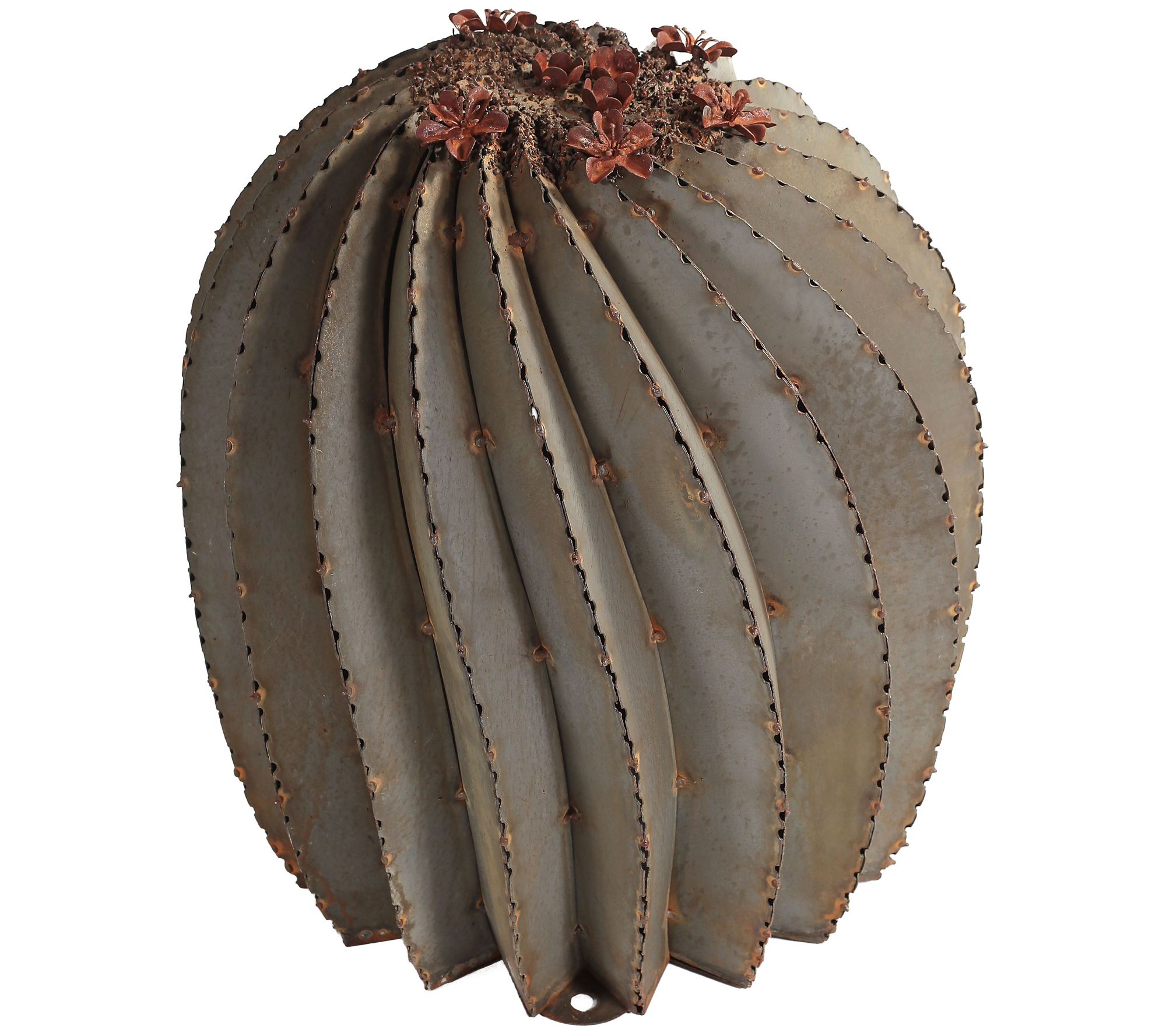 Desert Steel Outdoor Metal Fish Hook Barrel Cactus - Large 