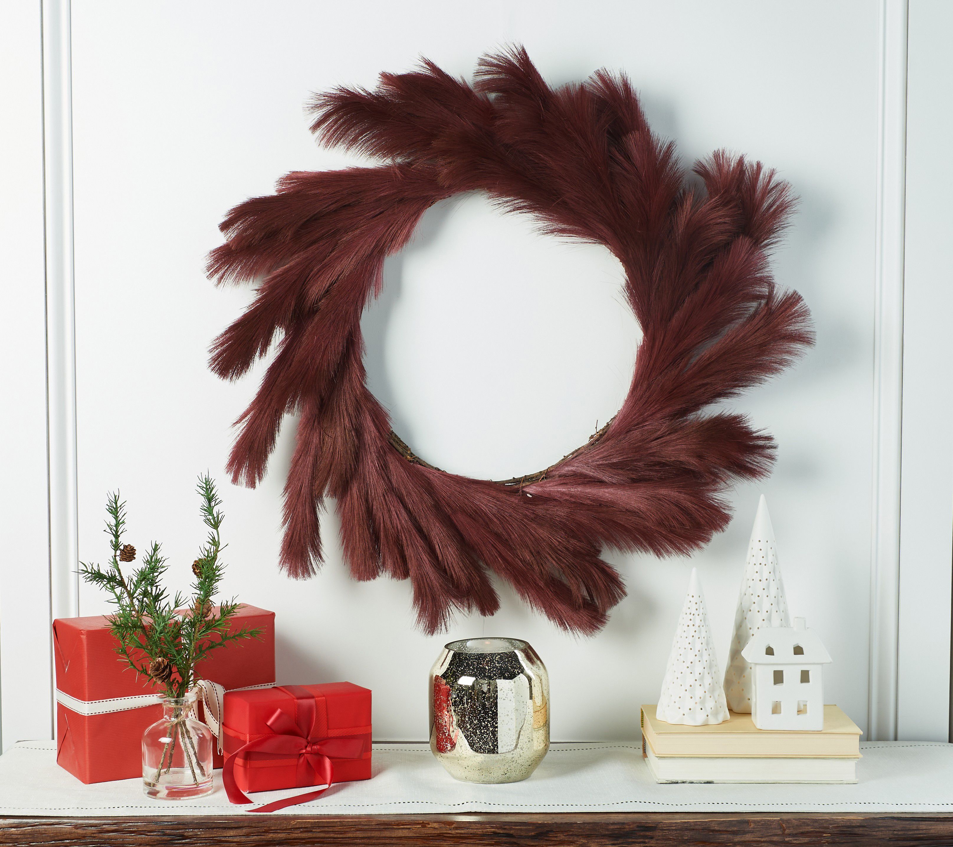 Christmas Rachel Zoe Mantel Pink Faux Fur Stocking 22 Home Decor NEW