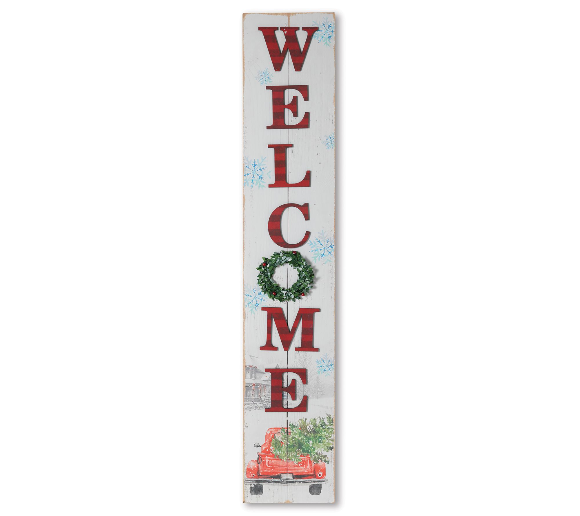 46.75-in H Wood Truck Porch Sign w/ Pine Wreathby Gerson Co