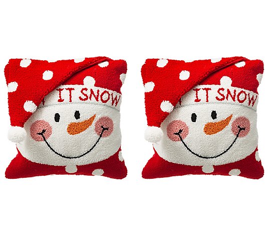 Glitzhome Set of 2 Hooked 3D Christmas Characte r Throw Pillow