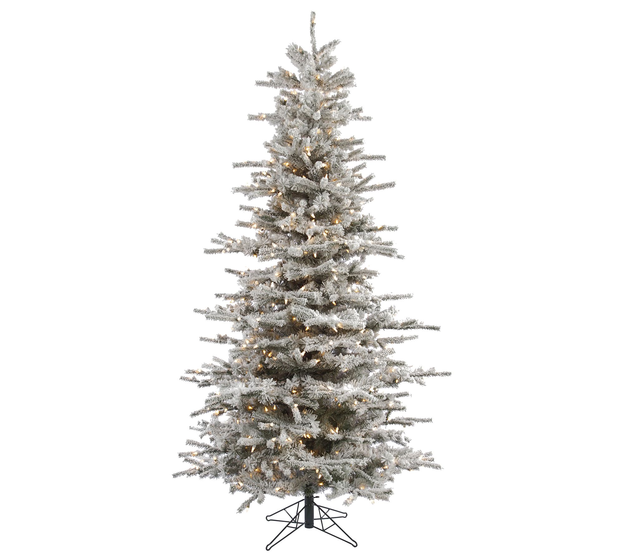 Vickerman Flocked Sierra Fir Slim Artificial Chistmas Tree CL - QVC.com