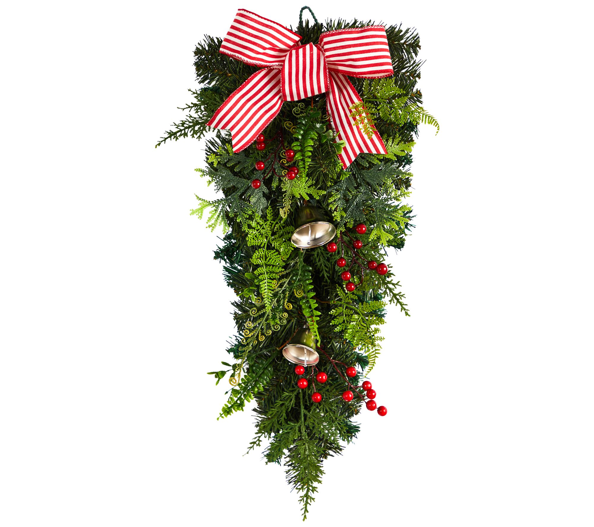 Nearly Natural 26" Holiday Christmas Bells & Bow Swag