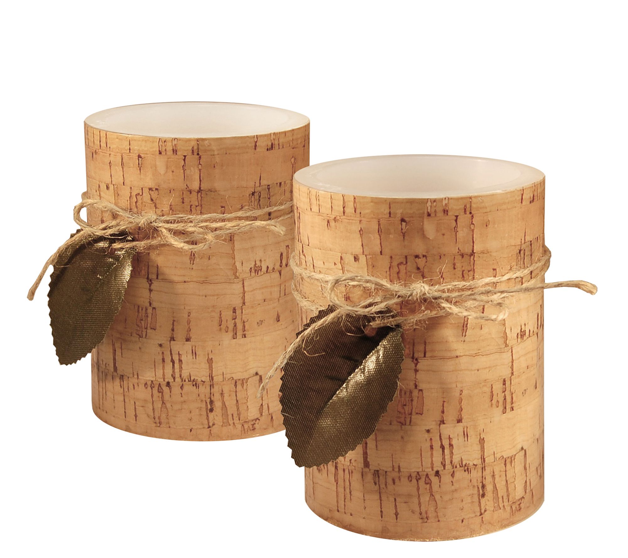 LumaBase Set of 2 Cork Wrapped Flameless Candles