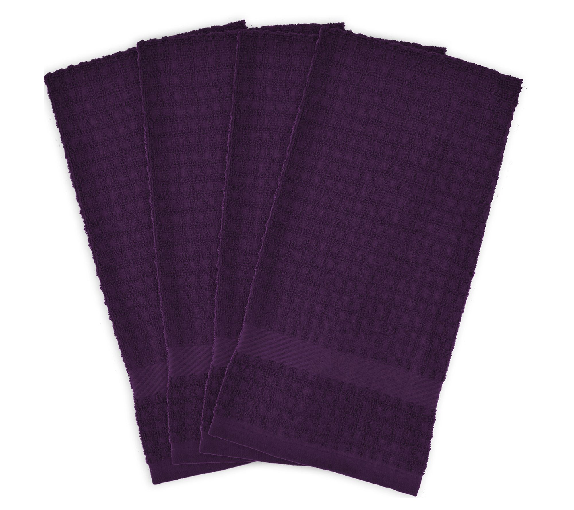 Design Imports Set of 4 Solid Waffle Terry Kitchen Towels