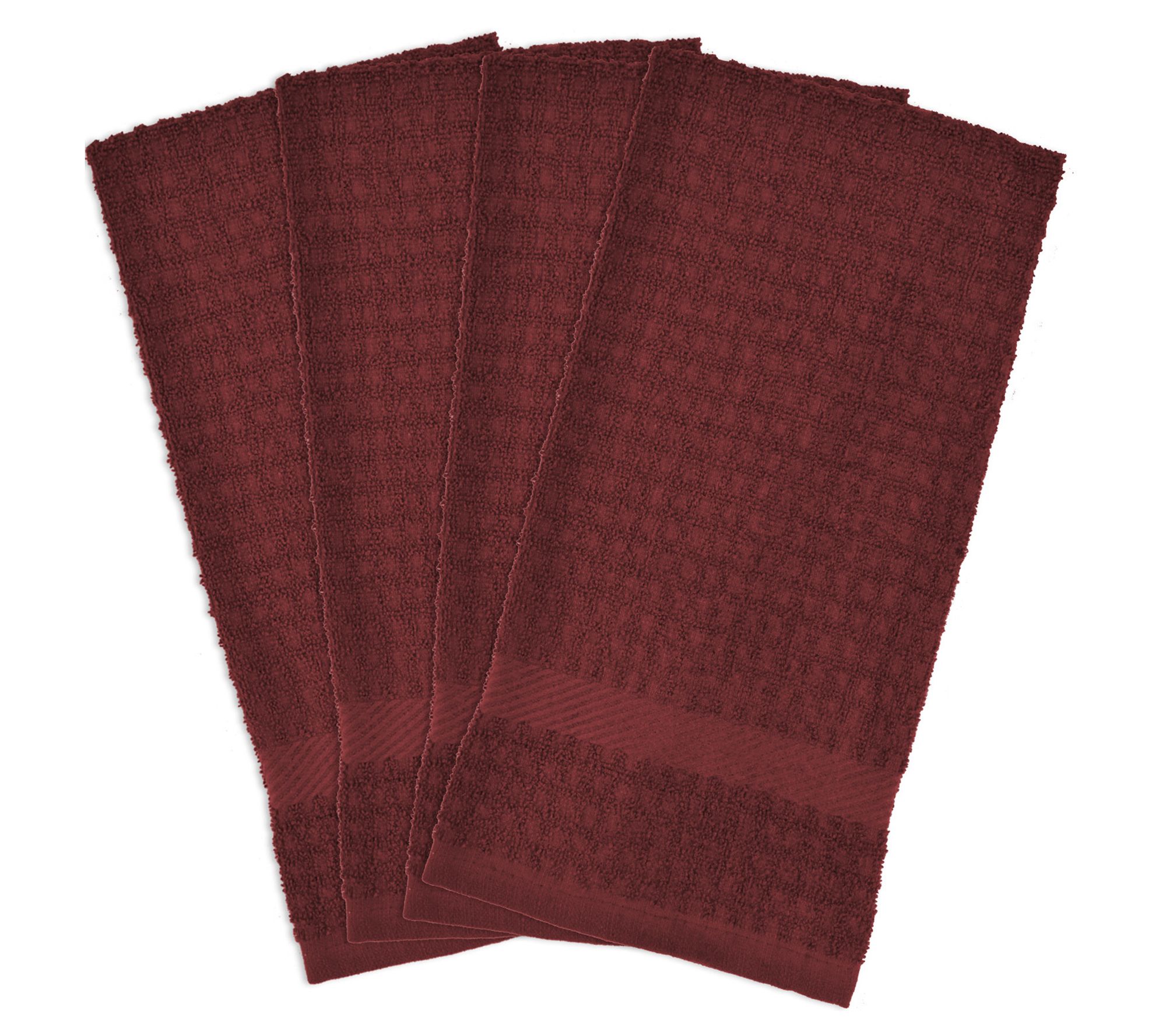 Design Imports Set of 4 Solid Waffle Terry Kitchen Towels