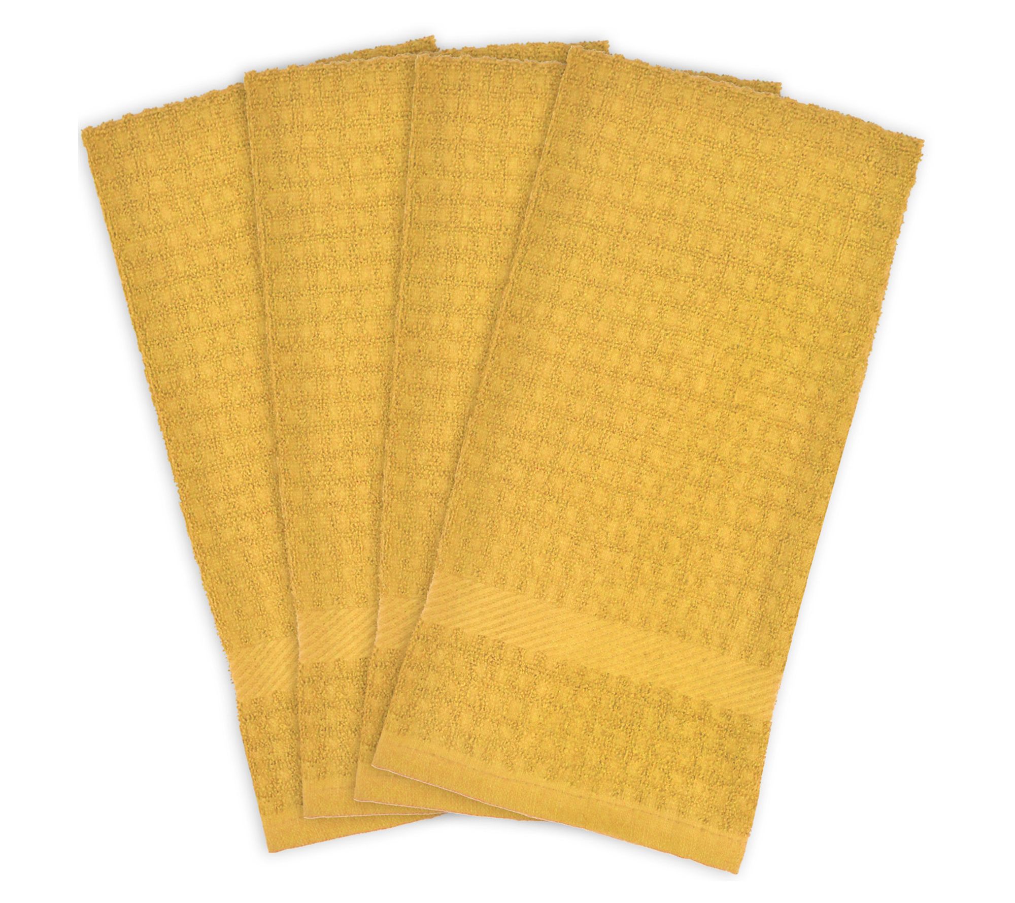 Design Imports Set of 4 Solid Waffle Terry Kitchen Towels