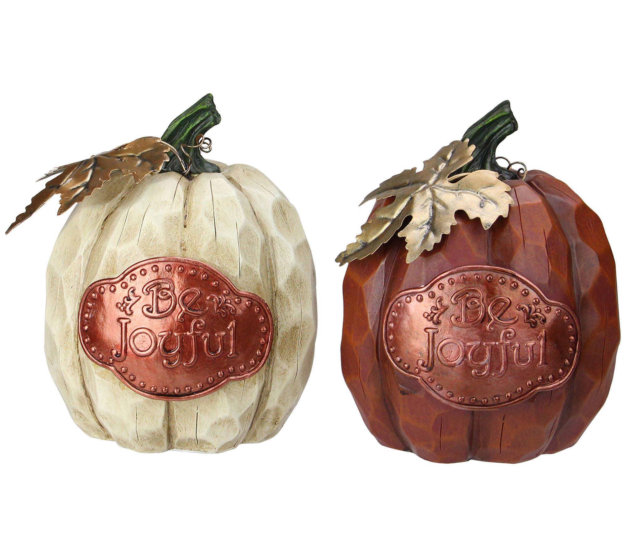 Northlight Set of 2 Autumn Harvest Pumpkin Table Top Figure