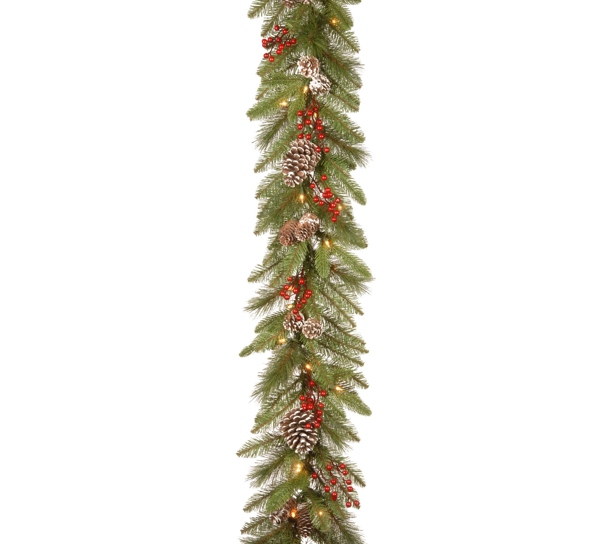 9 ft. Bristle Berry Garland with Clear Lights - QVC.com
