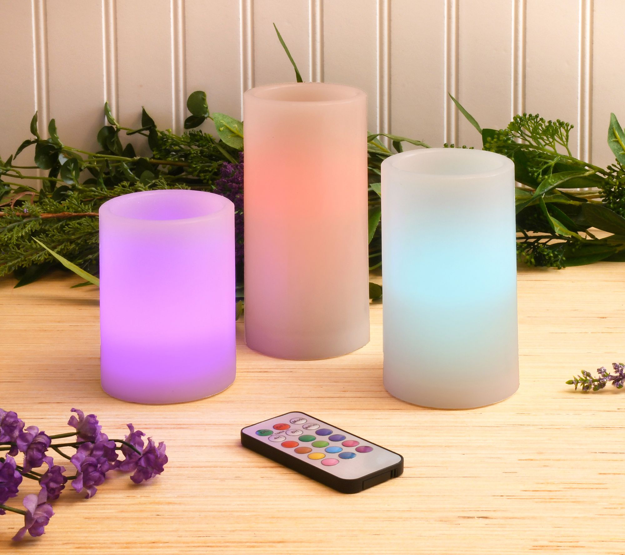 Battery Operated Wax LED Candles with Remote Set of 3