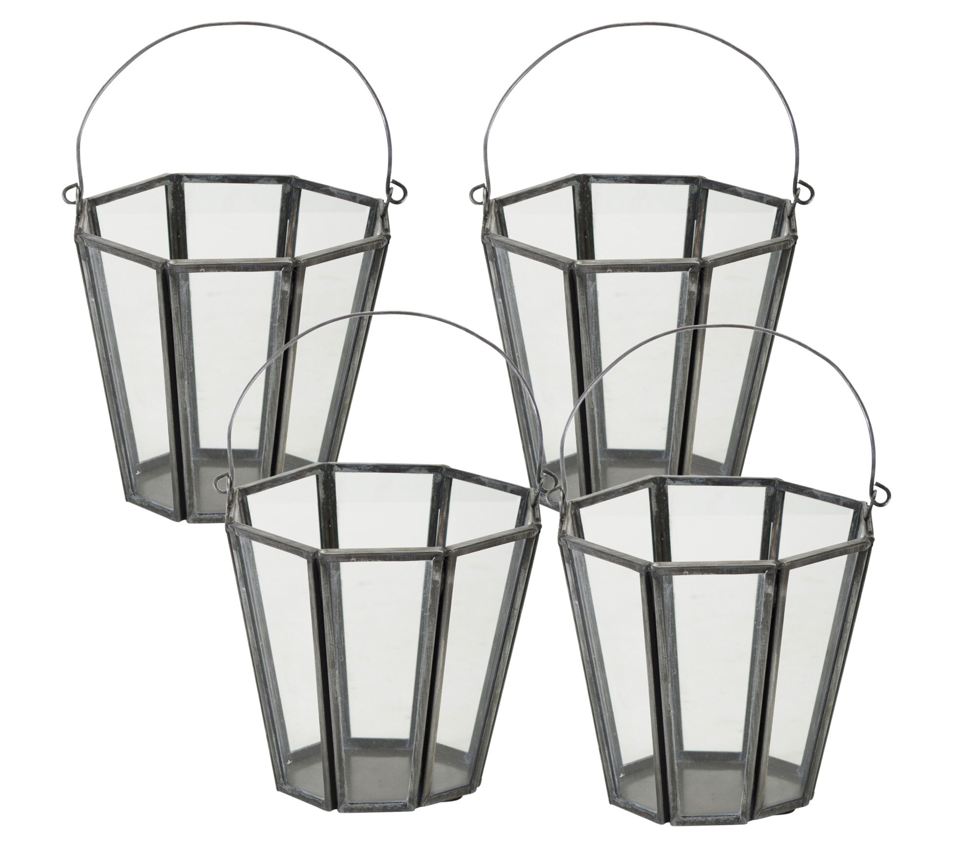 Melrose Iron Glass Pane Candle Holder - Set of Four