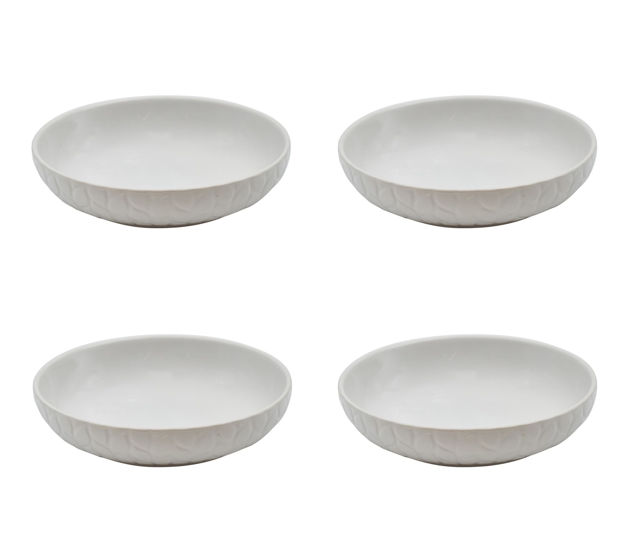 Temp-tations Carved Willow Set of (4) 32-oz Shallow Pasta Bowls