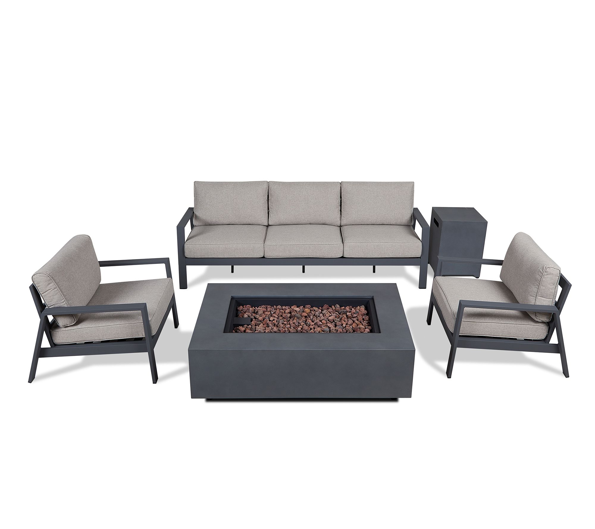 Real Flame Aegean 5-Seat Patio Furniture Set With Fire Table