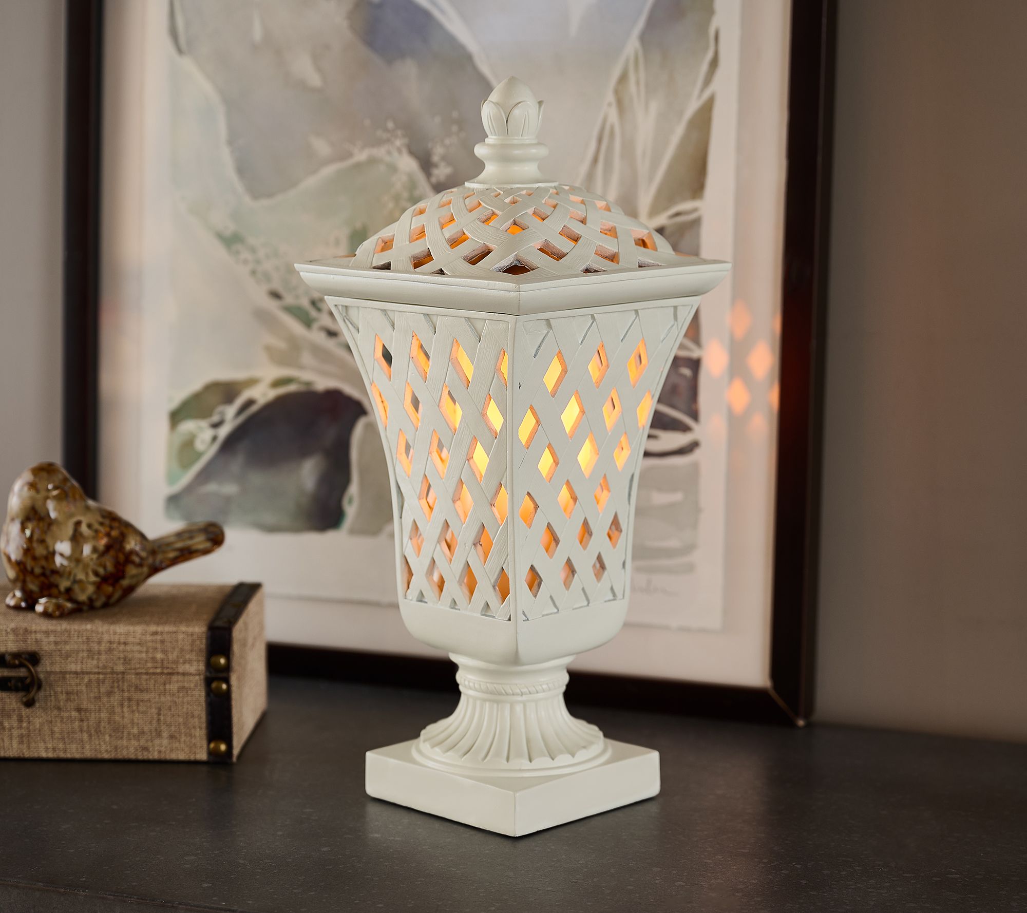Indoor/Outdoor Flickering Flame Lattice Lantern by Valerie