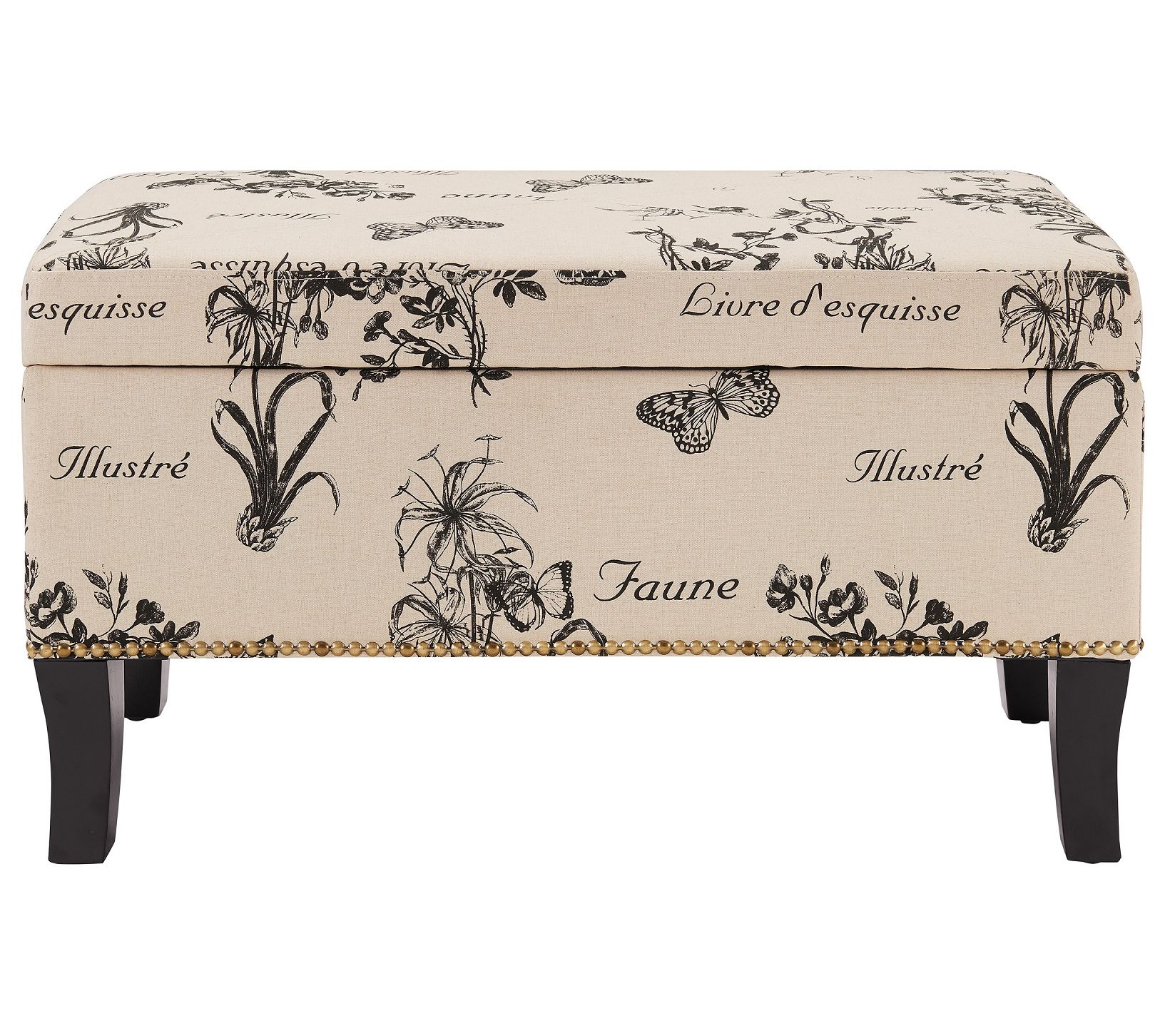 Linon Home Juliet Botanical Linen Storage ChestOttoman