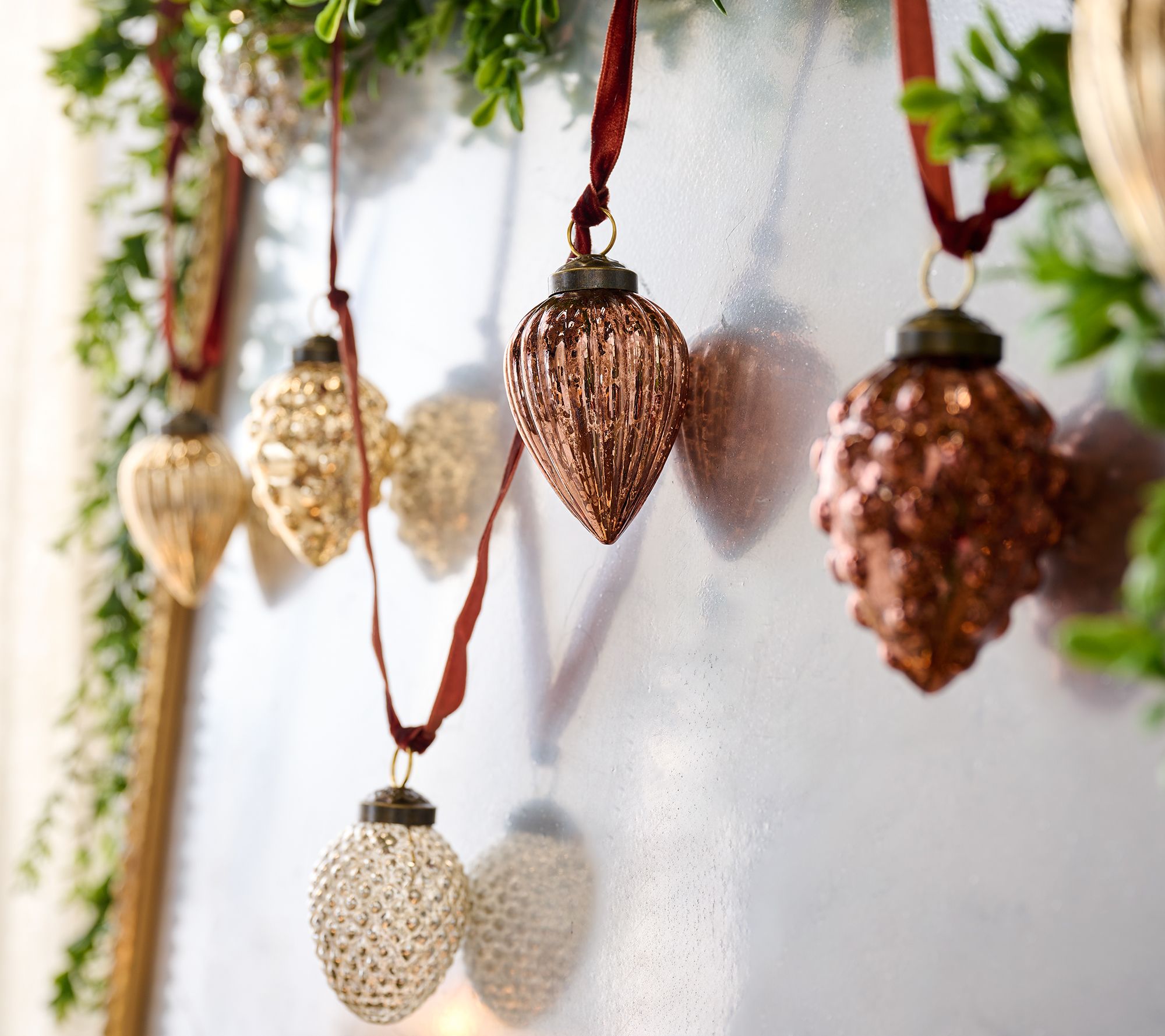 Home Reflections Mercury Glass Pinecone Garland w/ Box