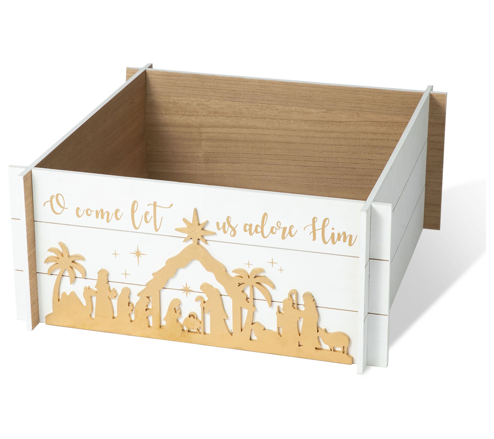 Glitzhome 24" Wooden Nativity Scene Tree Collar