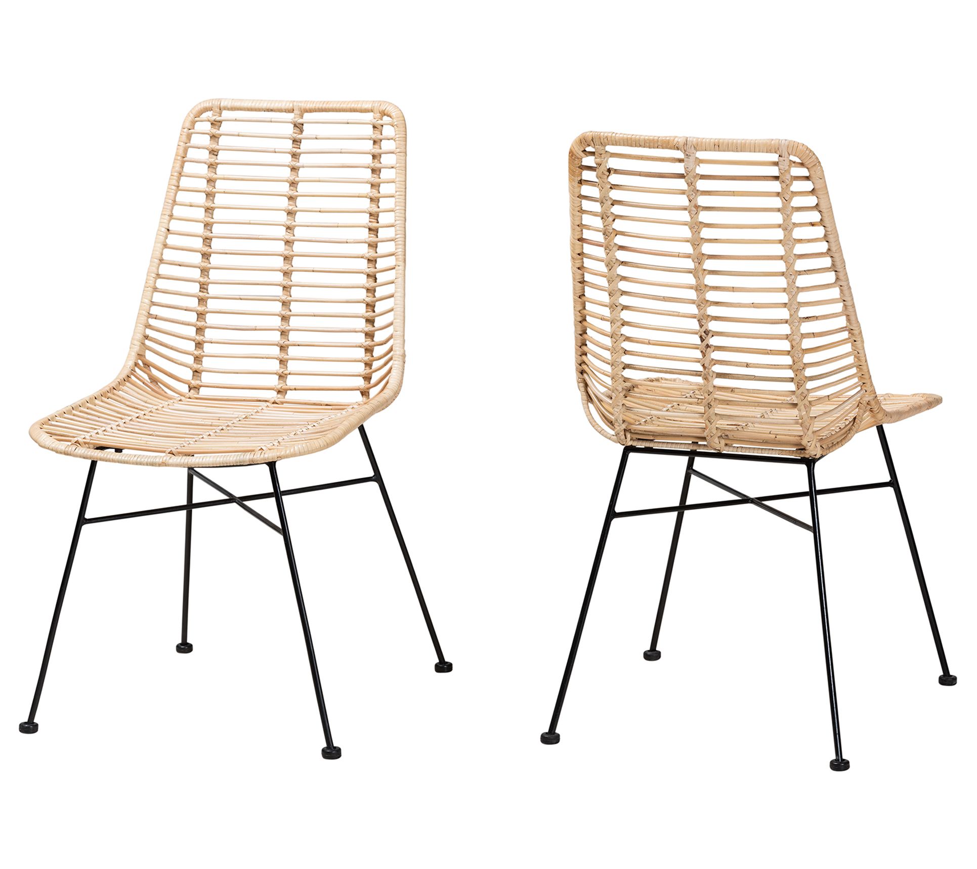 bali & pari Manhattan Brown Rattan Dining ChairSet of 2