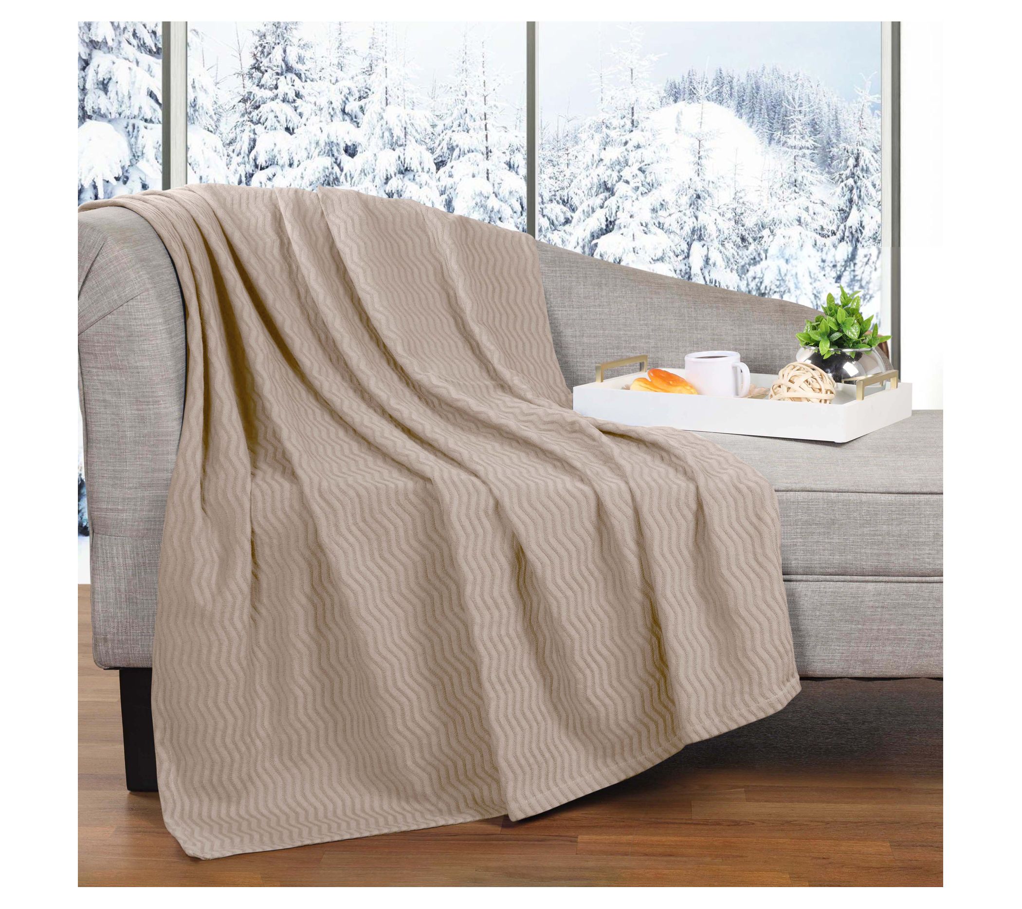 Superior Jena Cotton Textured Chevron Woven Blanket, Twin