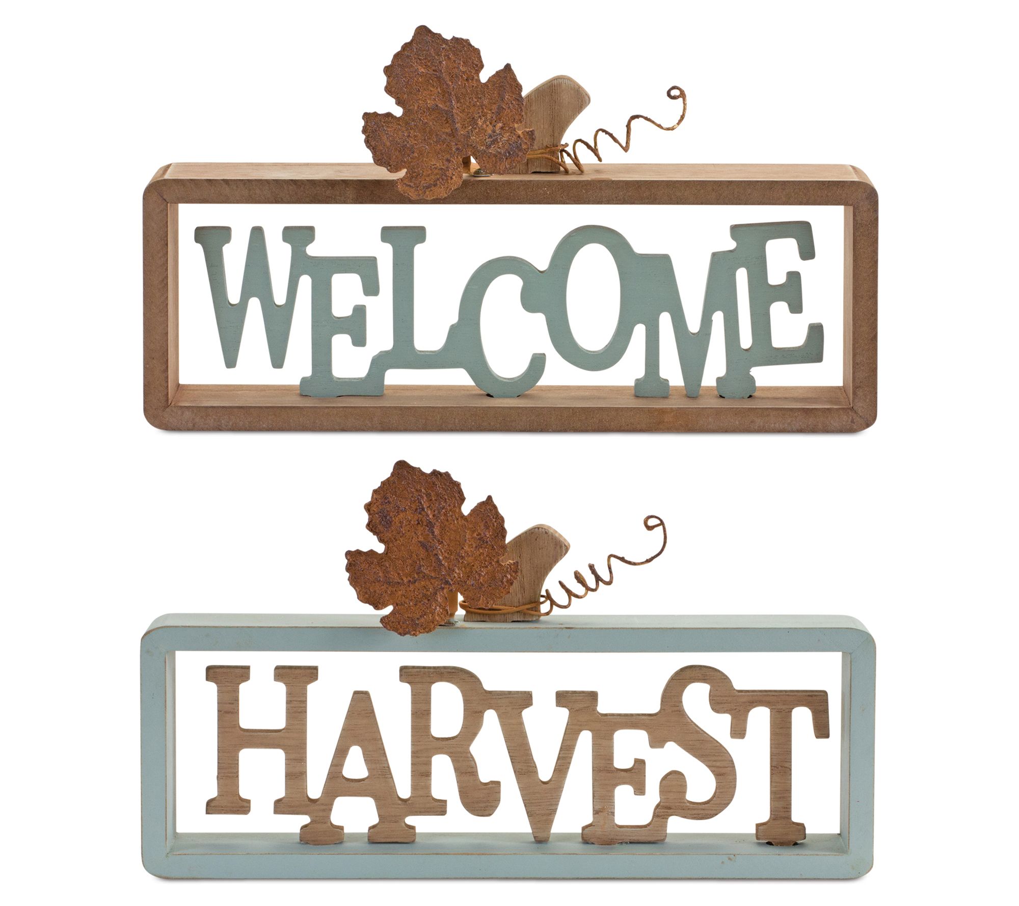 Melrose International Happy Harvest and Give Thanks Tabletop Sign (Set of 2)
