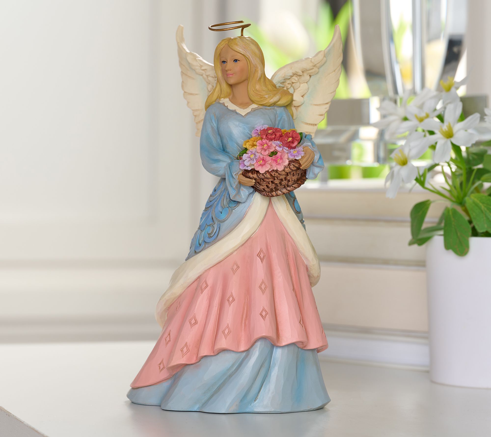 Jim Shore Heartwood Creek 8" Angel with Floral Basket