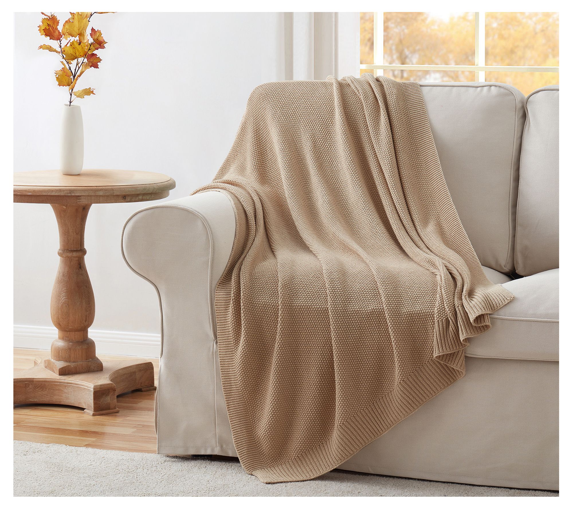VCNY Home Charlie Chunky Sweater Knit Solid Cotton Throw