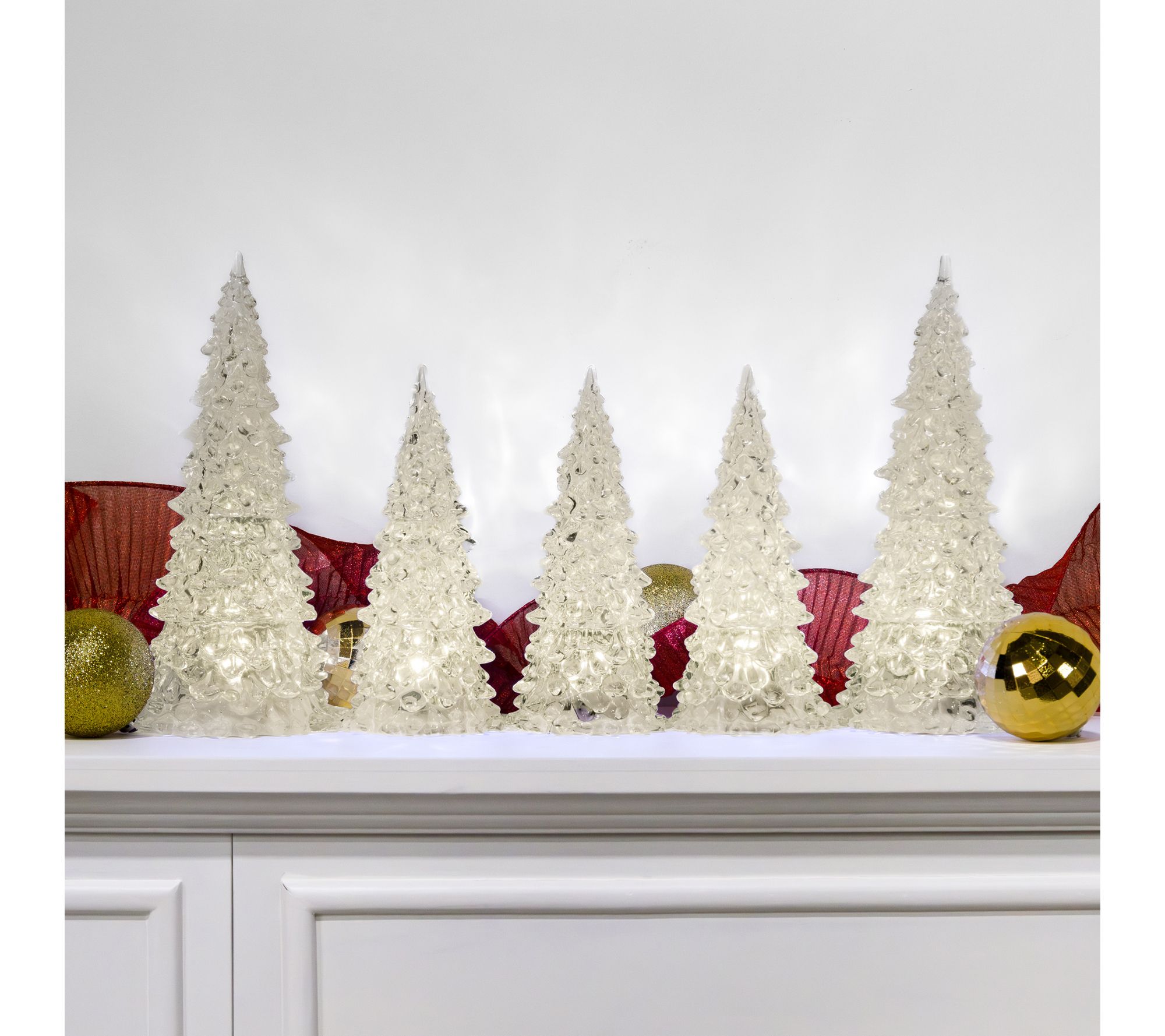 LumaBase Battery Operated Set of 5 Crystal Trees