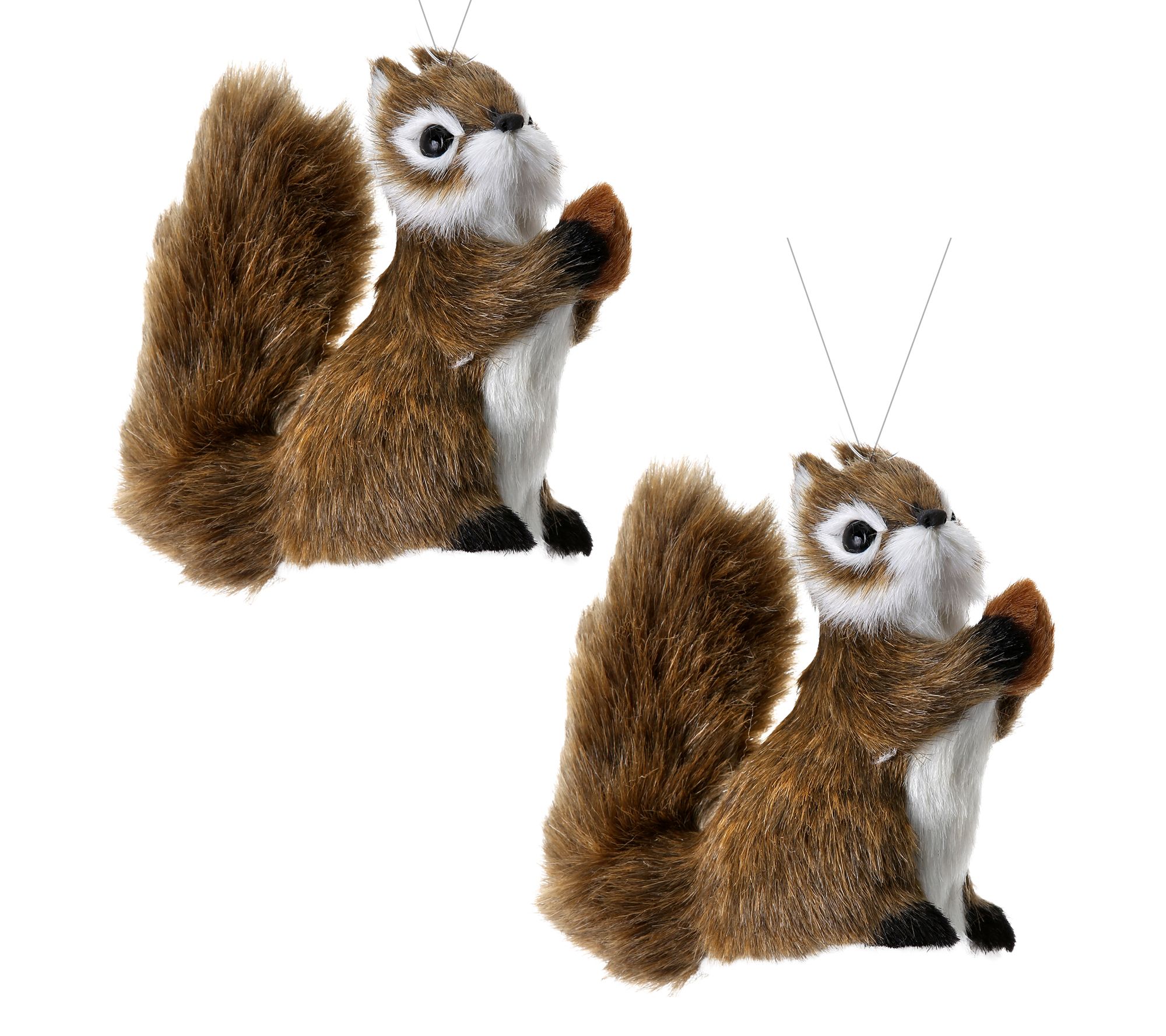 4" Furry Squirrel Ornament Set of 2 By Valerie