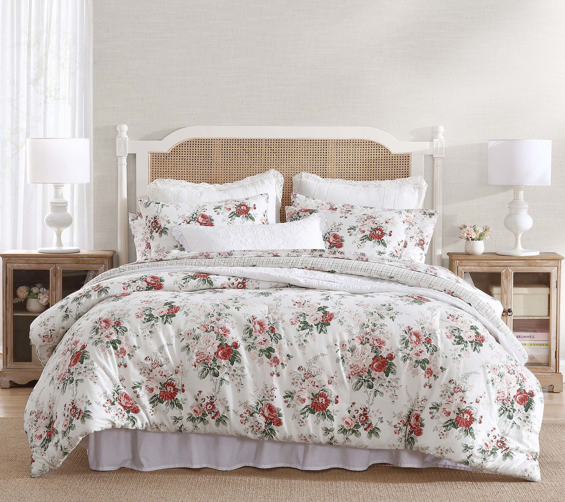 Laura Ashley Ashfield Red-Green Twin ComforterSham Set