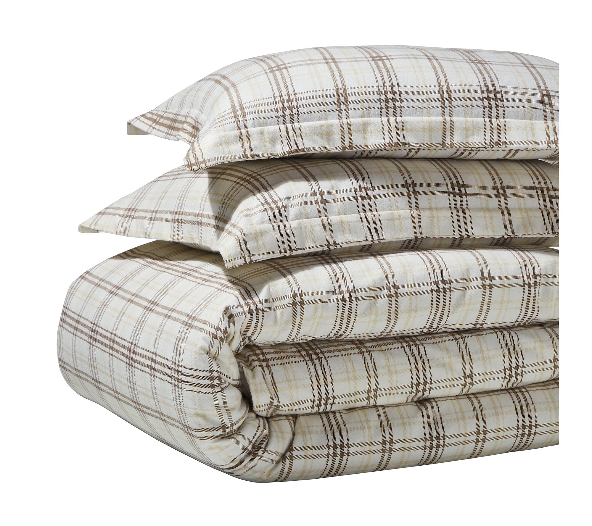 Superior Plaid Flannel Cotton Duvet Cover Set-Twin