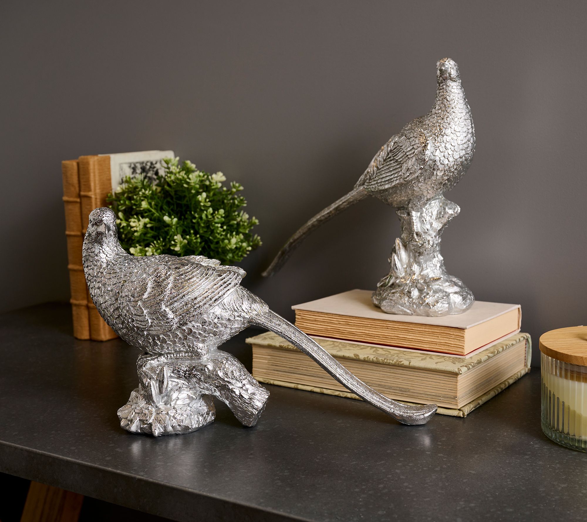 "As Is" Hotel du Cobb Set (2) Resin Pheasant Figurals by Dennis Basso