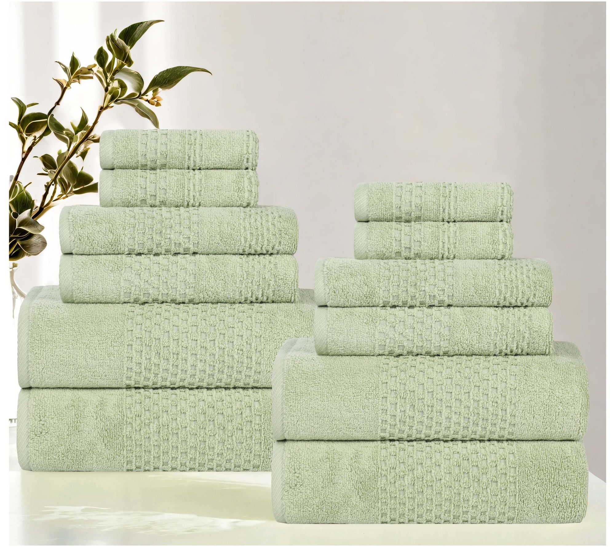 Superior 12-Piece Playa Zero Twist Cotton SolidTowel Set