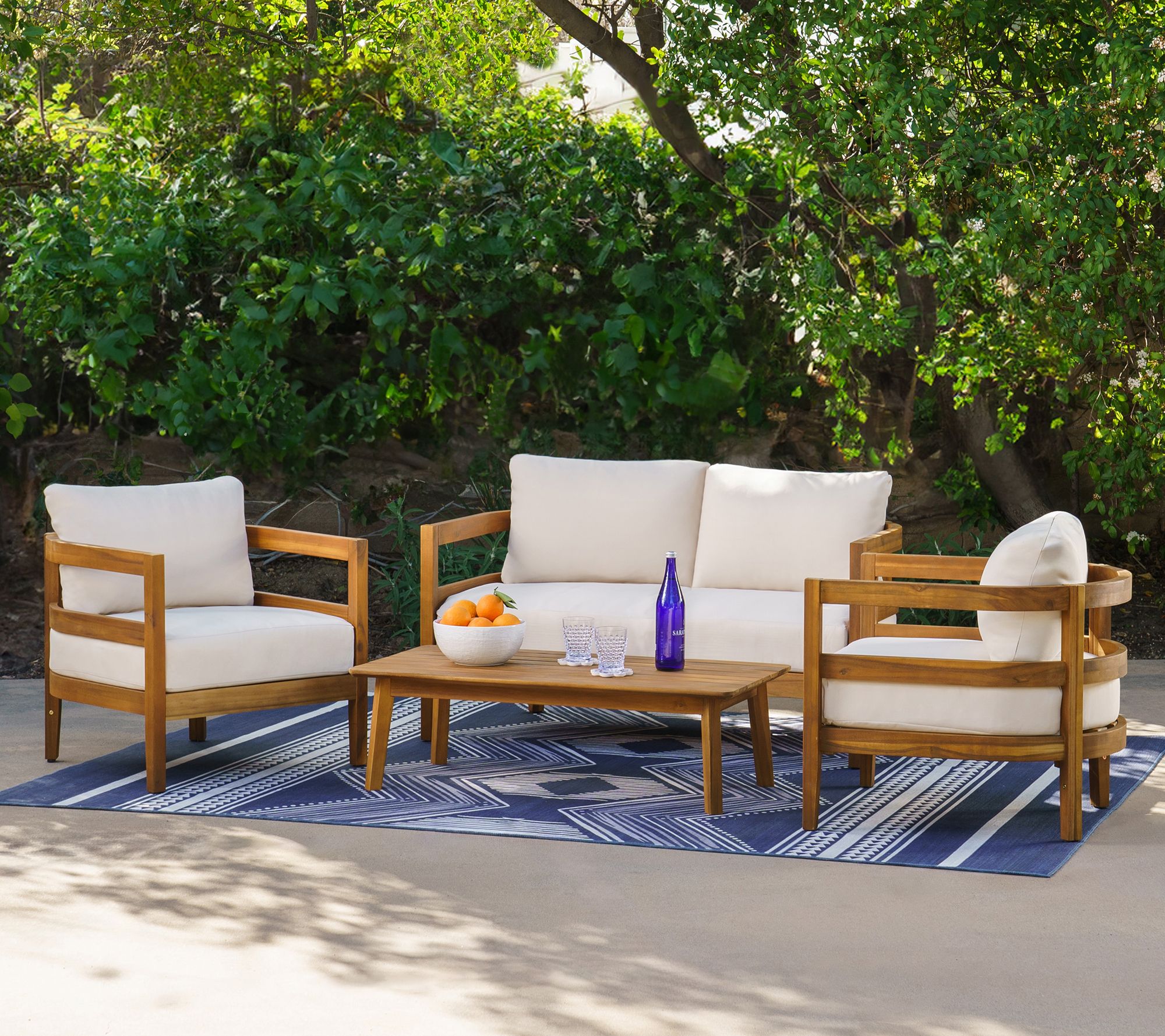 Linon Home Breton Outdoor Brown 4PC Set 2 ChairLoveseat Table