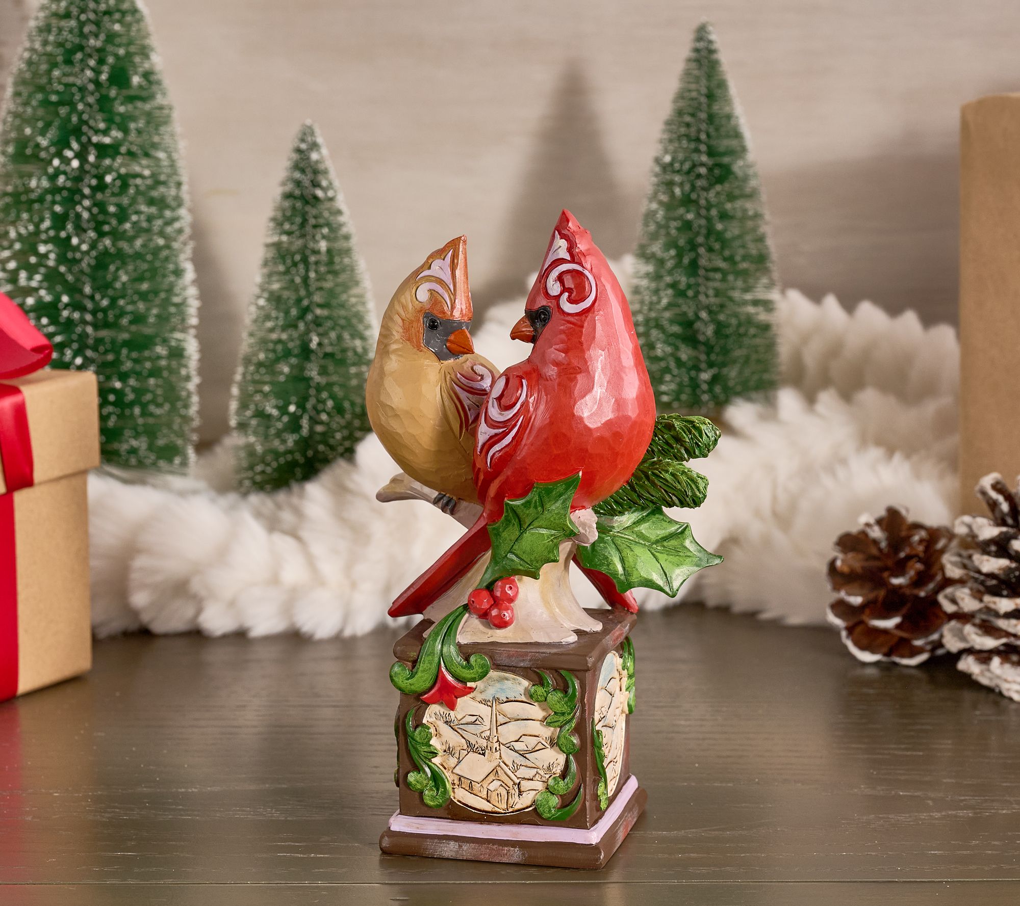 Jim Shore Heartwood Creek 7" Cardinals with Holly Berries