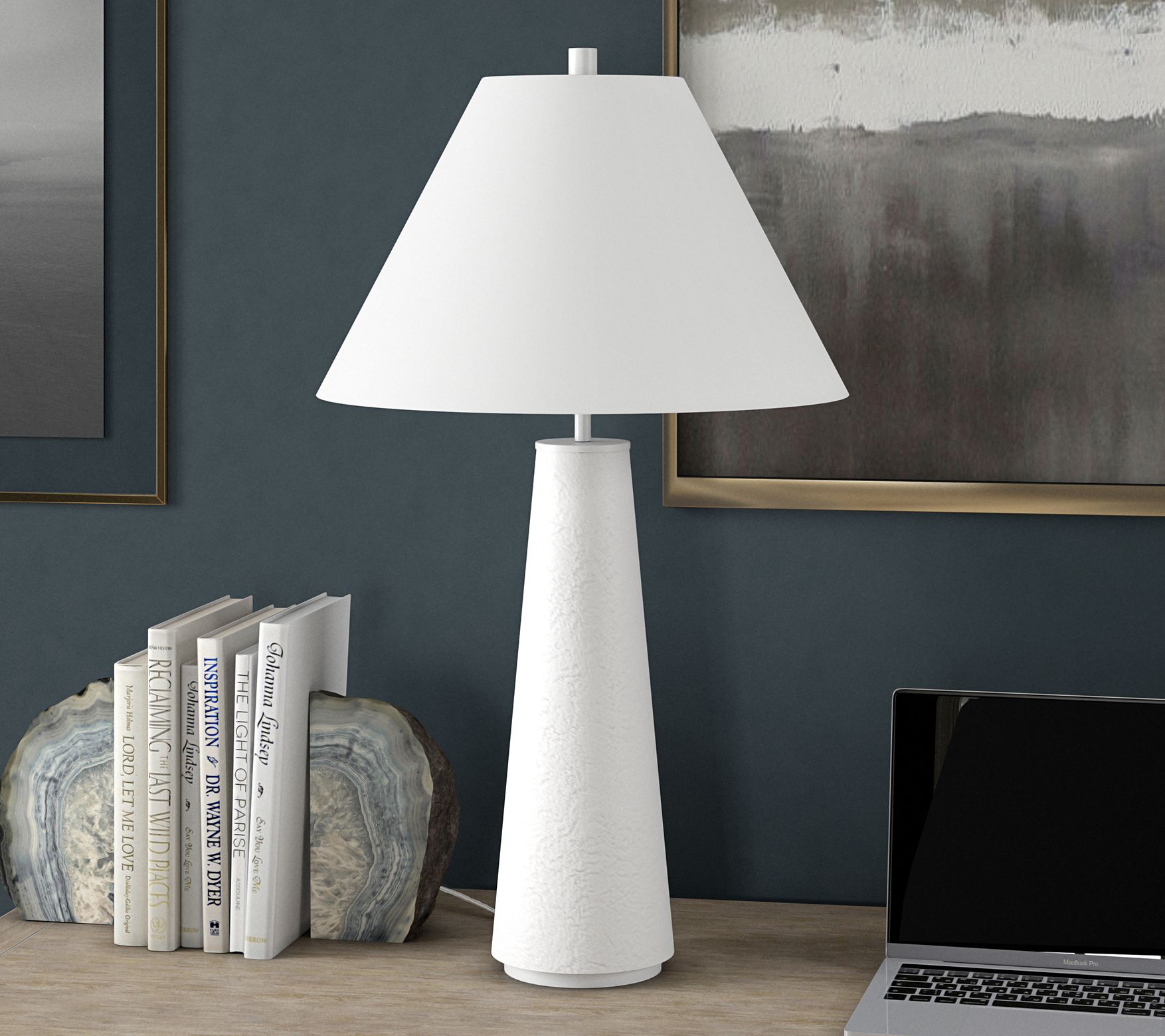 Hudson&Canal Ingall Monochrome Table Lamp withFabric Shade