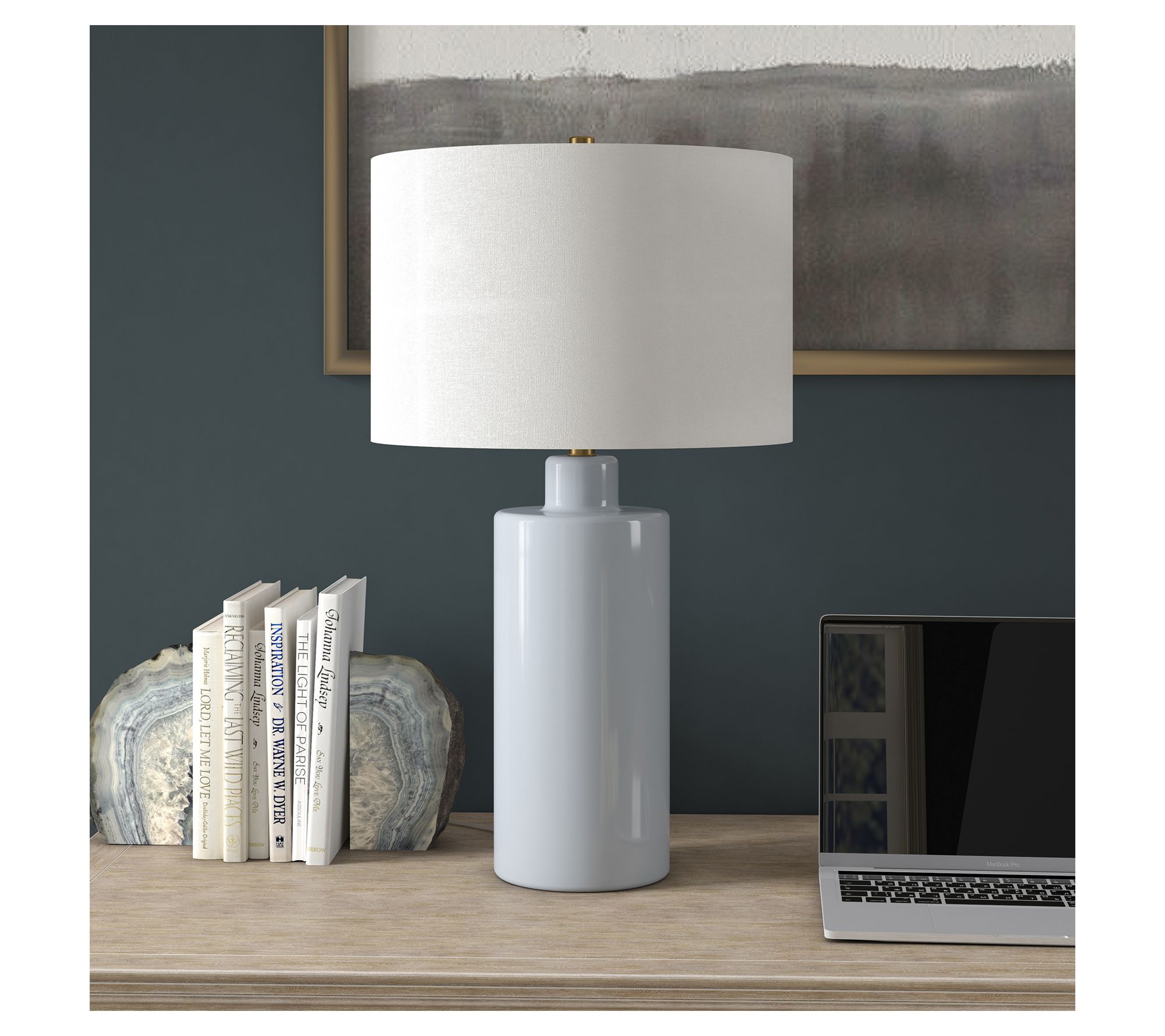 Hudson&Canal Selina Ceramic Table Lamp with Fabric Shade