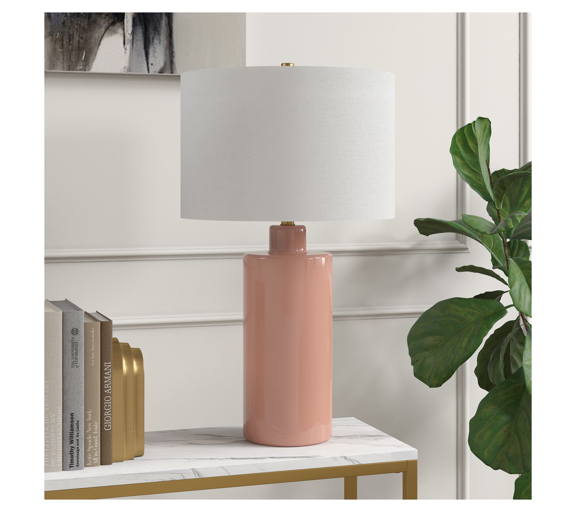 Hudson&Canal Selina Ceramic Table Lamp with Fabric Shade