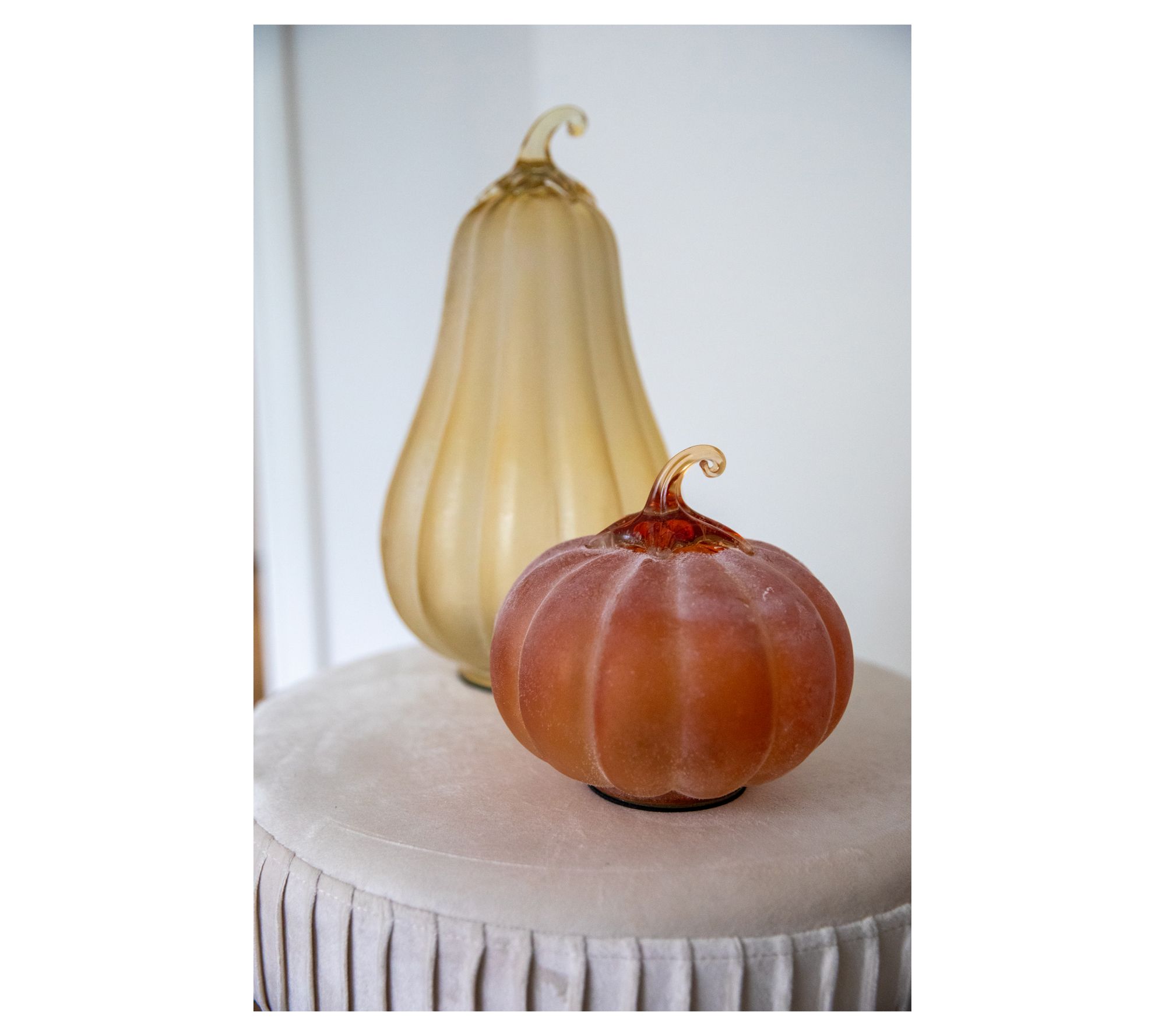 "As Is" 6.25" Frosted Glass Pumpkin by Lauren McBride