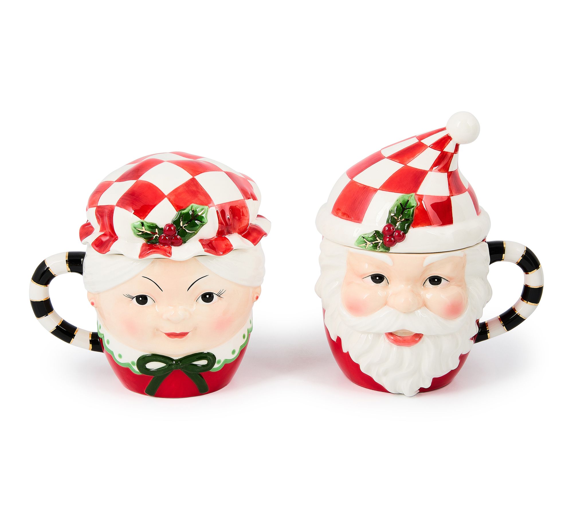 MacKenzie-Childs Check It Out Mr. & Mrs. Clausugs, Set of 2