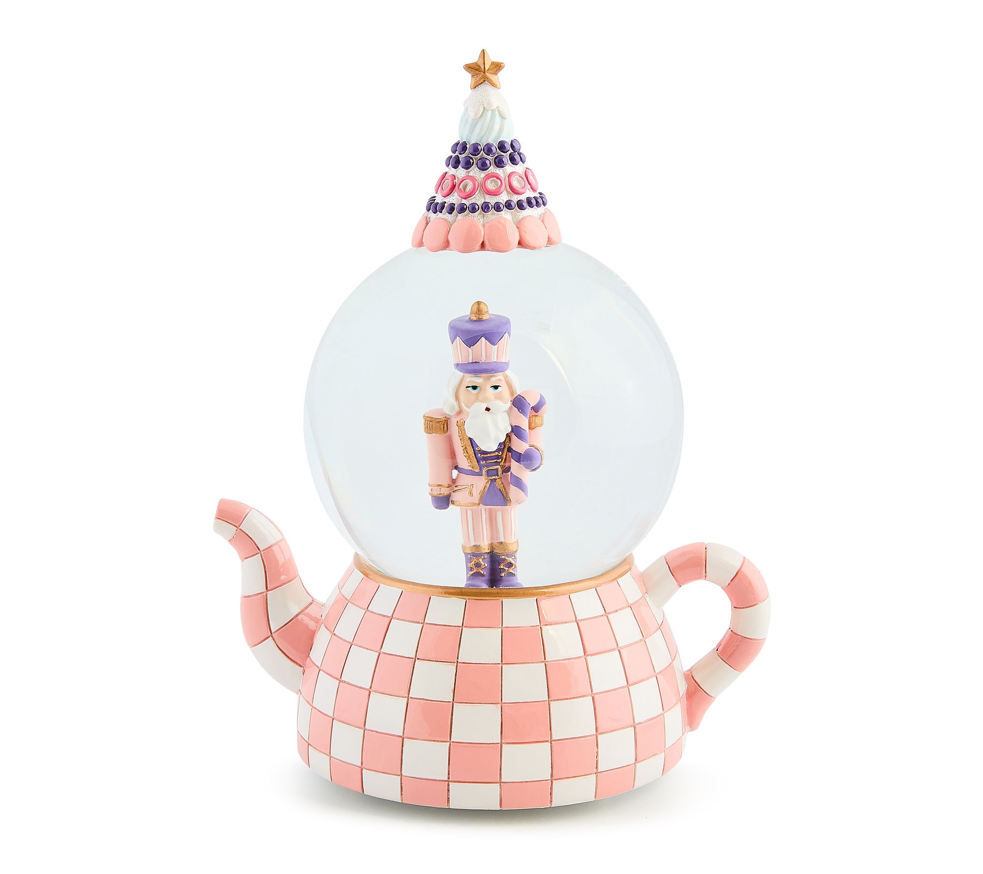 MacKenzie- Childs Rosy Check Teapot Snow Globe