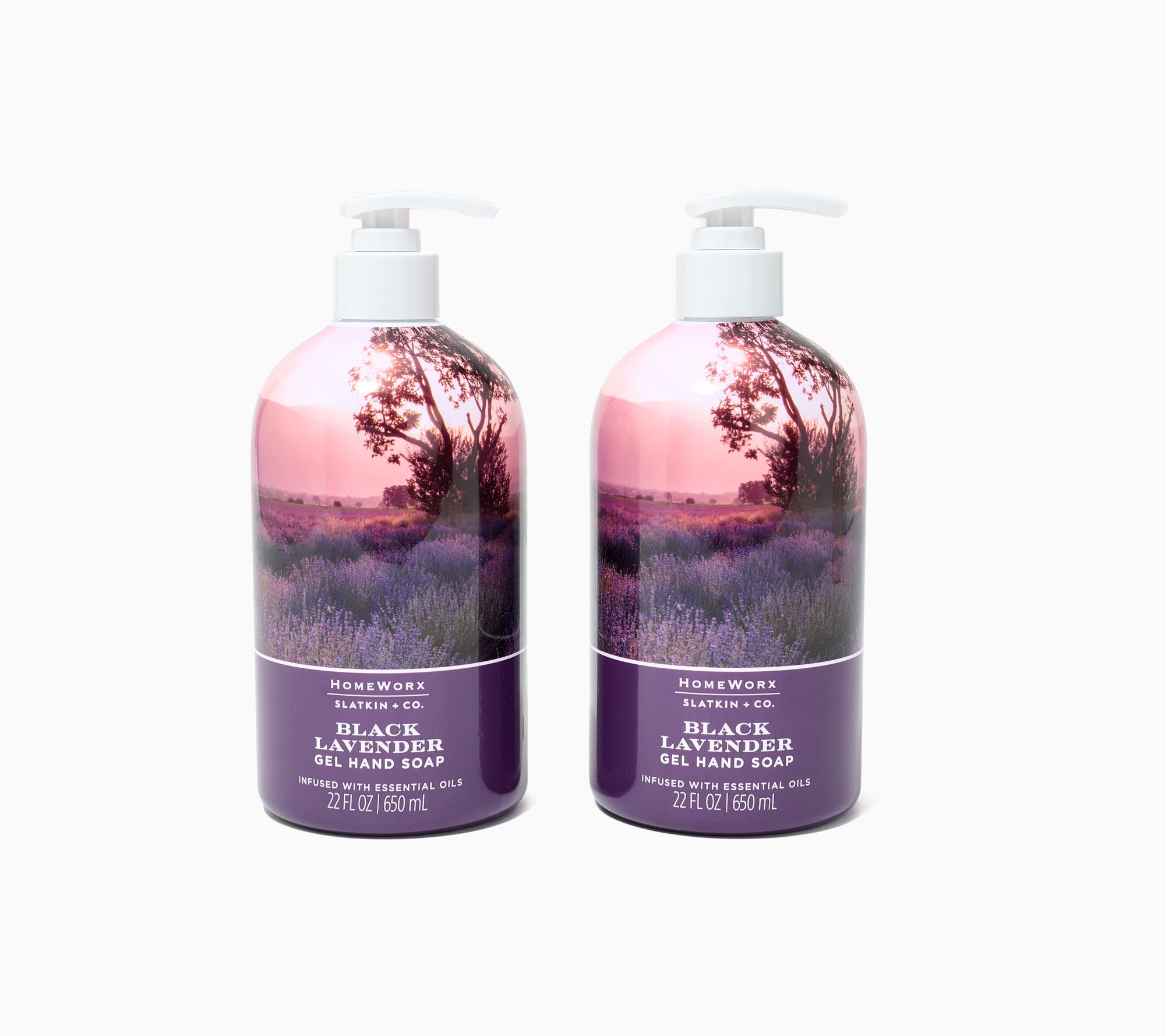 HomeWorx by Slatkin + Co. S/2 22oz Black Lavendar Gel Hand Soaps