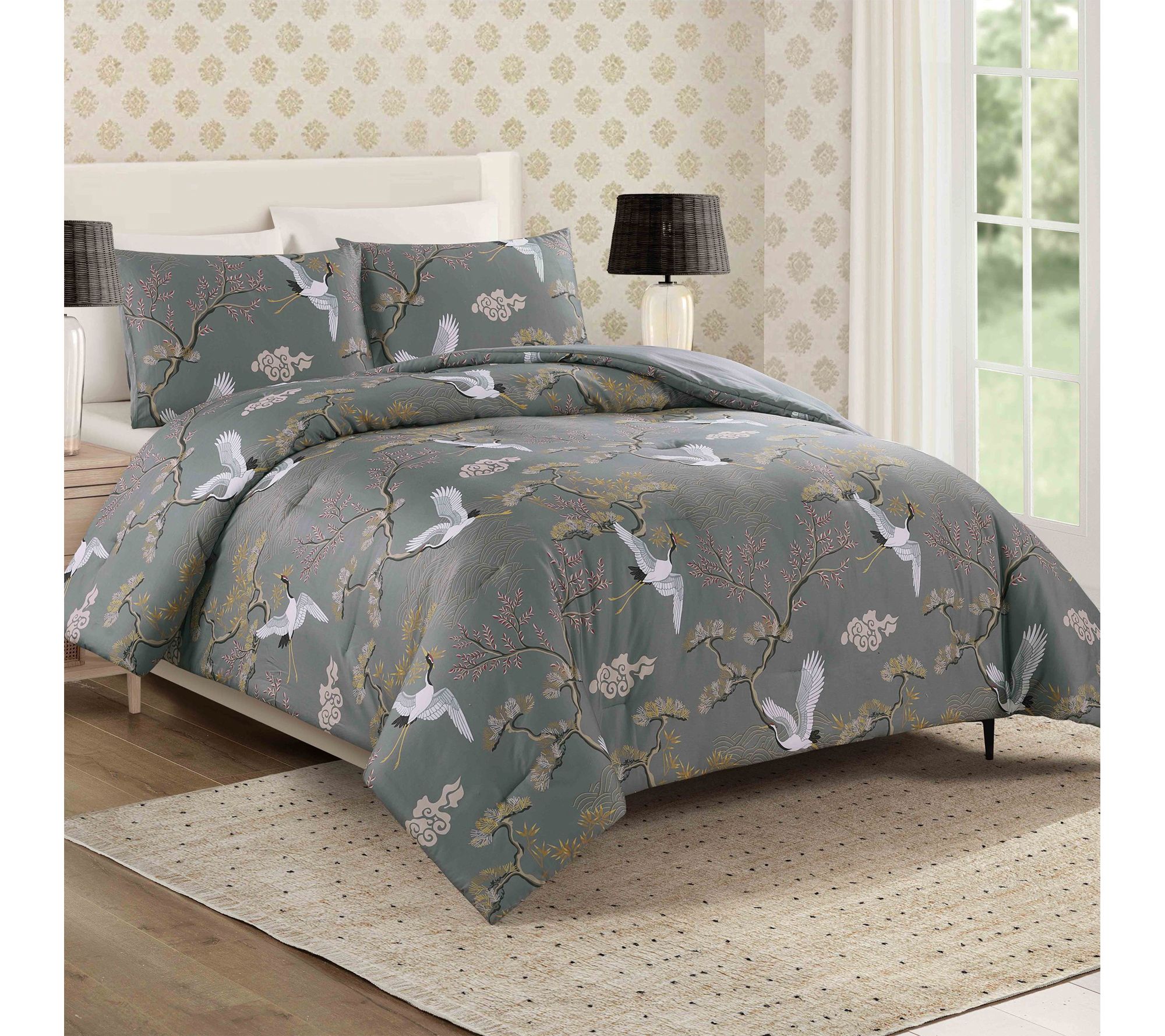 Dee Ocleppo Cranes 3-Piece Full/Queen ComforterSet