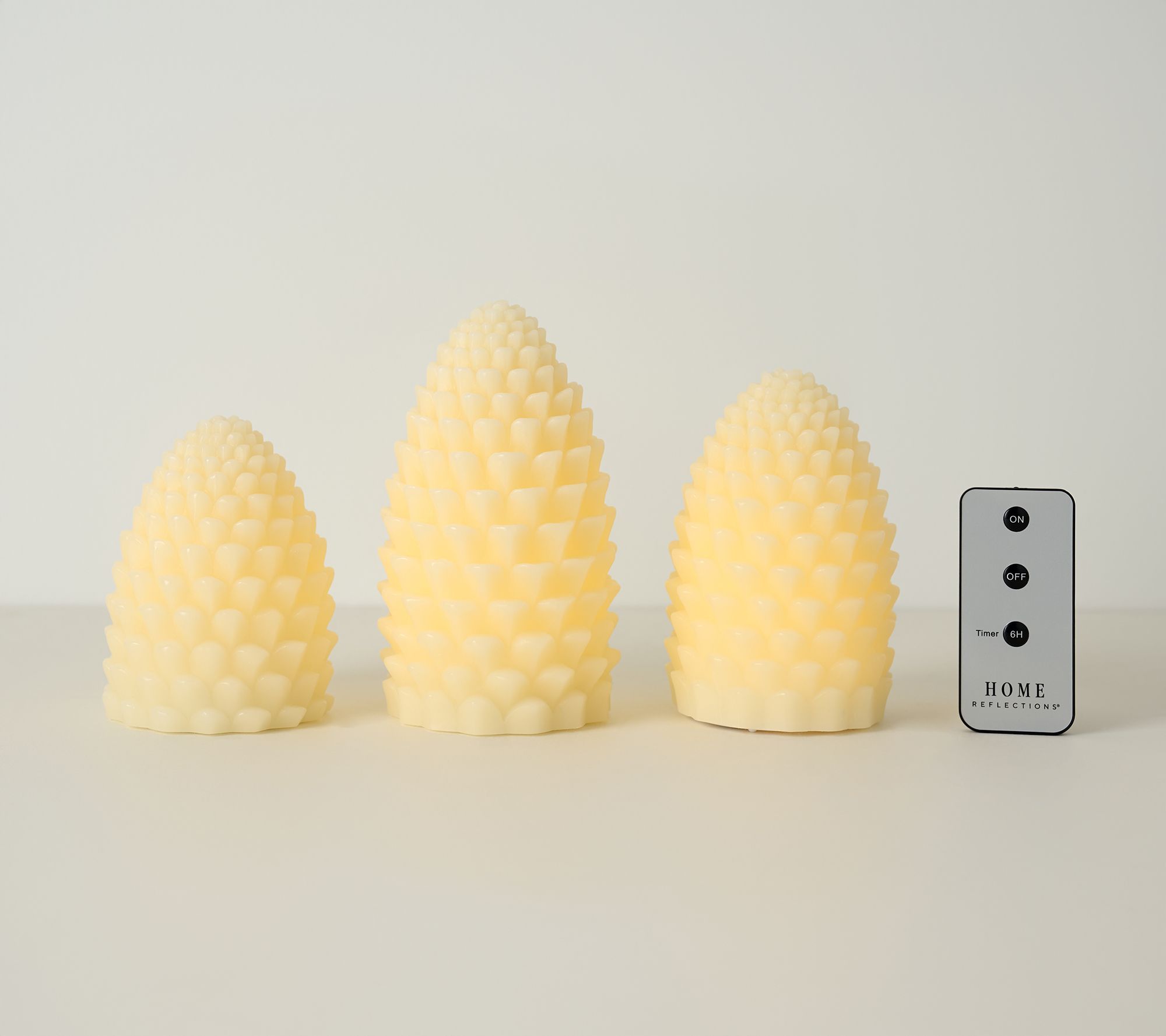 Home Reflections Set of 3 Pinecone Flameless Candles