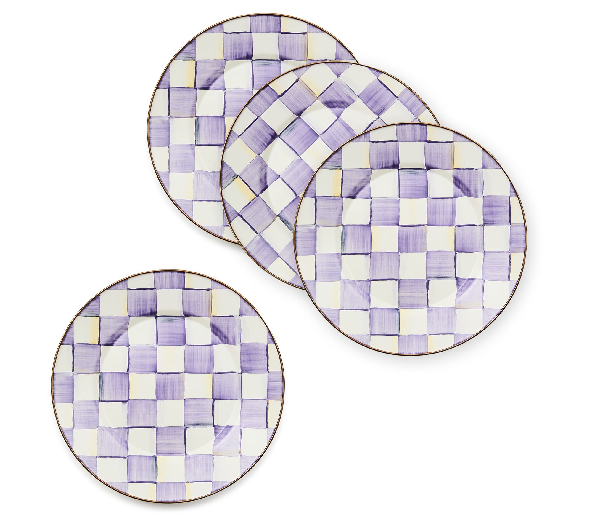 MacKenzie- Childs S/4 Violet Check Dinner Plates