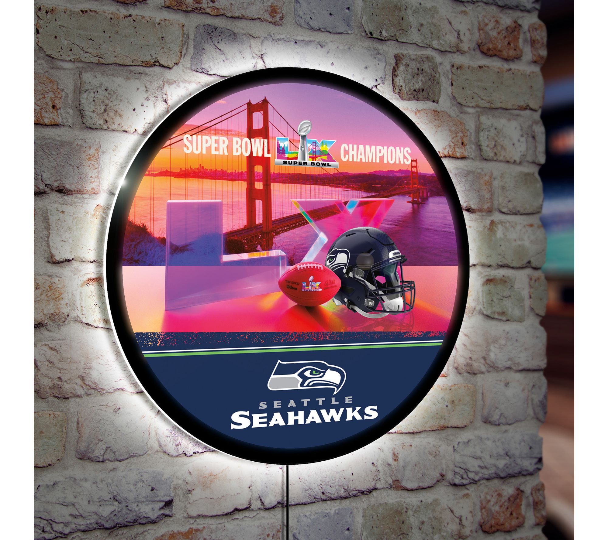 Evergreen LED Seattle Seahawks Superbowl 60 Round Wall Sign