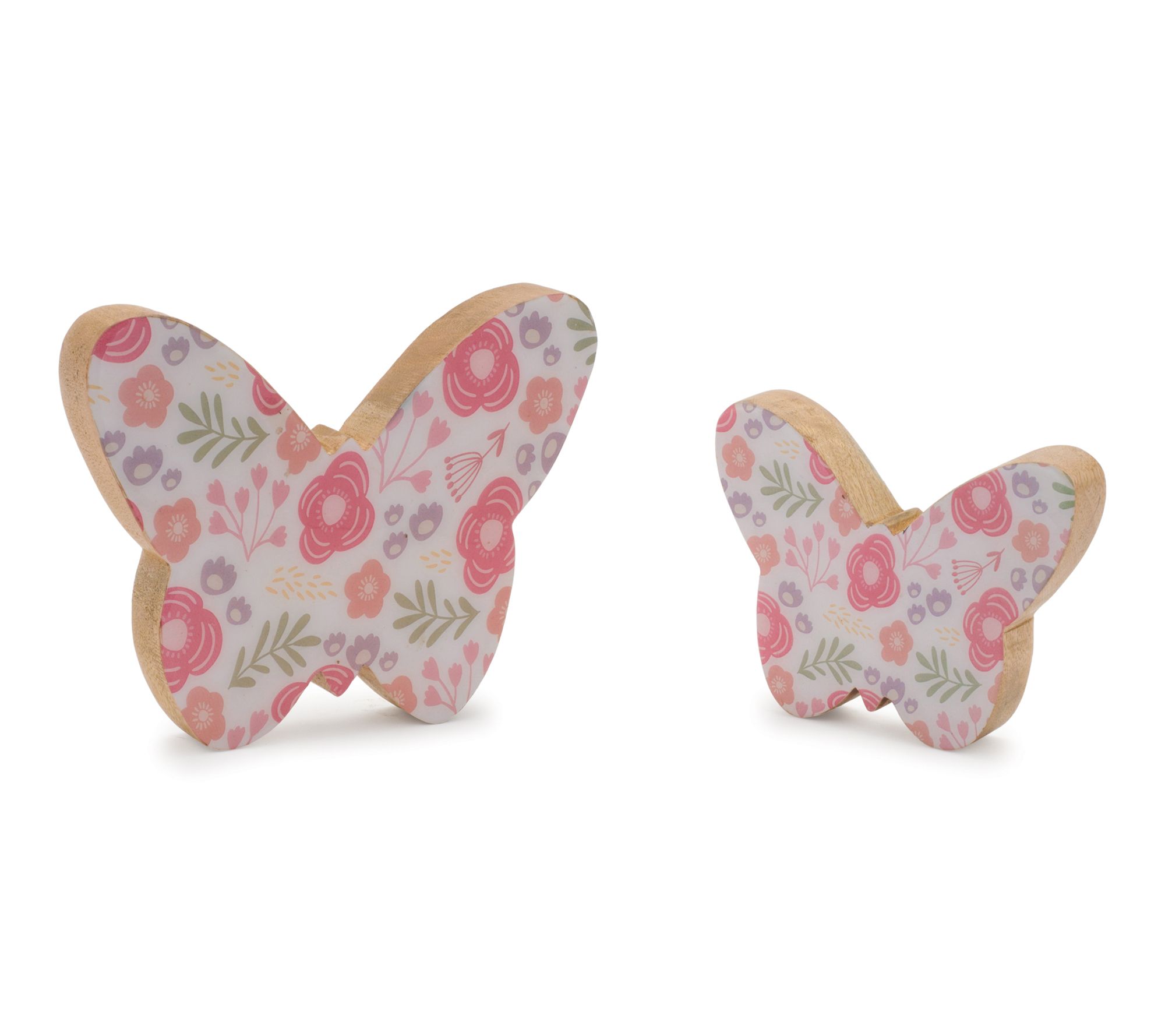 Melrose International Wood Floral Patterned Butterfly Decor