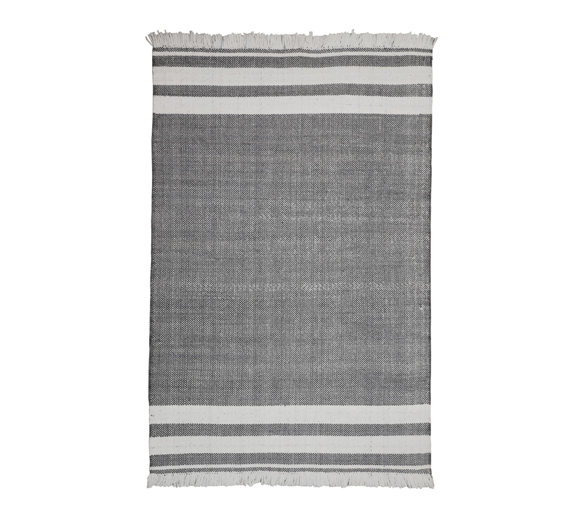 Ox Bay Farmhouse Striped Outdoor Area Rug, Charcoal, 9' x 12'