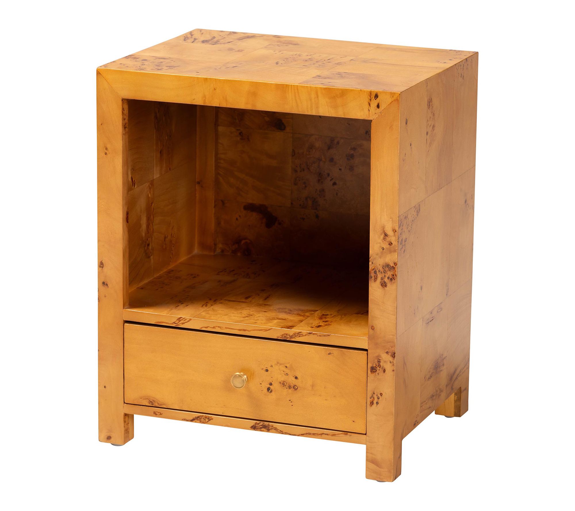 bali & pari Camira Light Mappa Real Burl Wood Nightstand