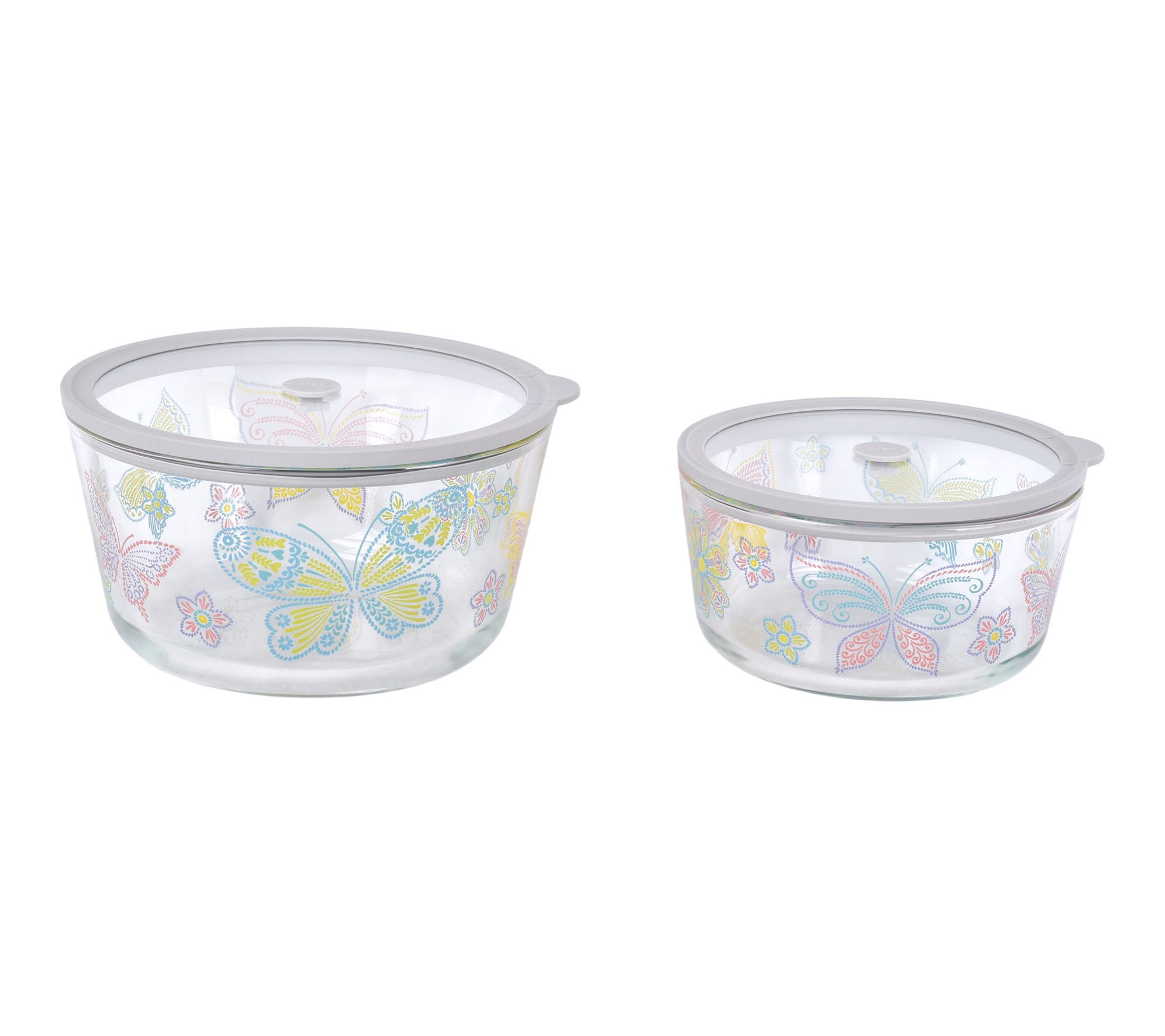 "As Is" Temp-tations S/2Borosilicate Glass Bowls w/ Vented Lids