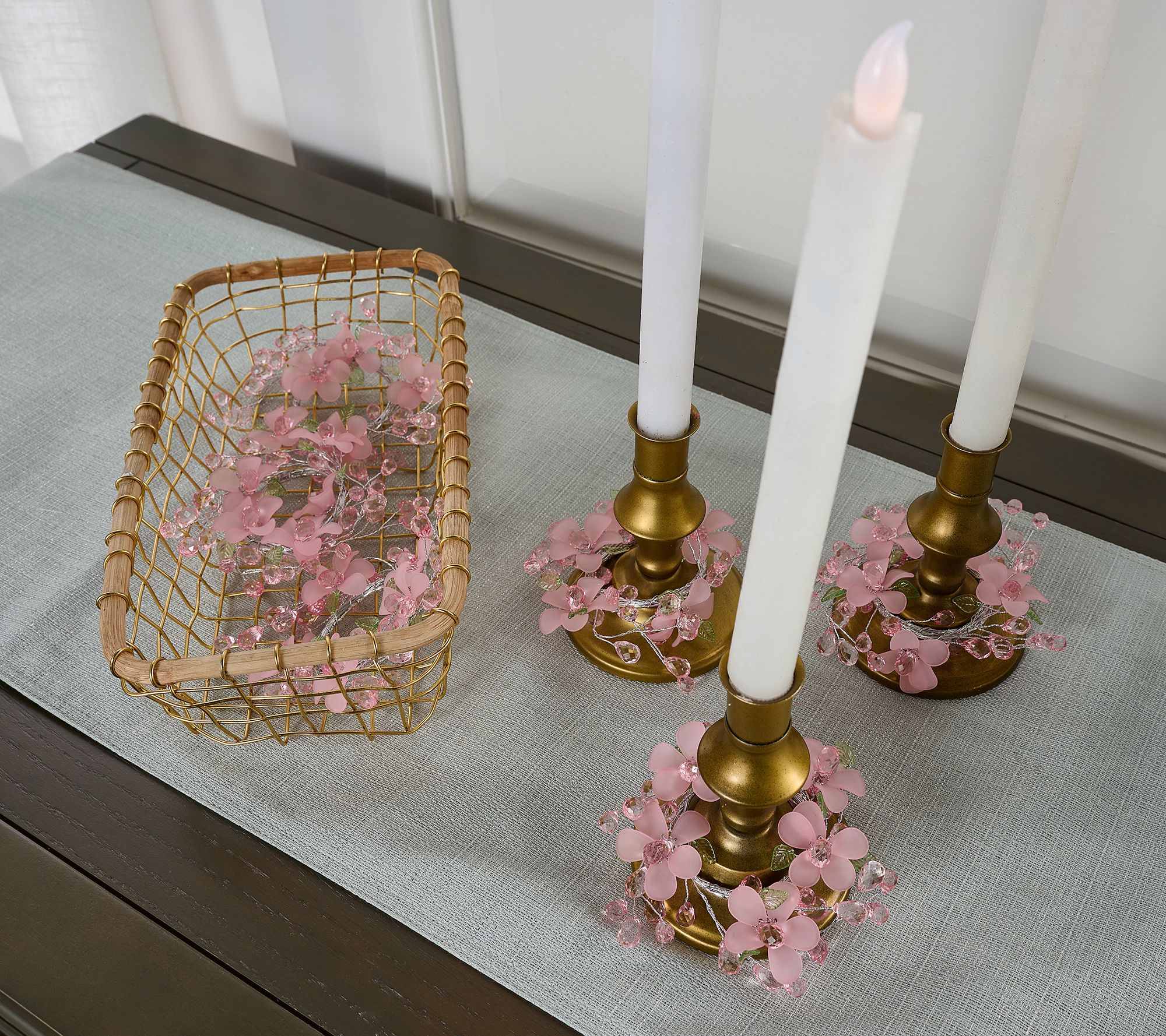 "As Is" Set of 6 Frosted Flower & Facet Bead Napkin Rings by Val