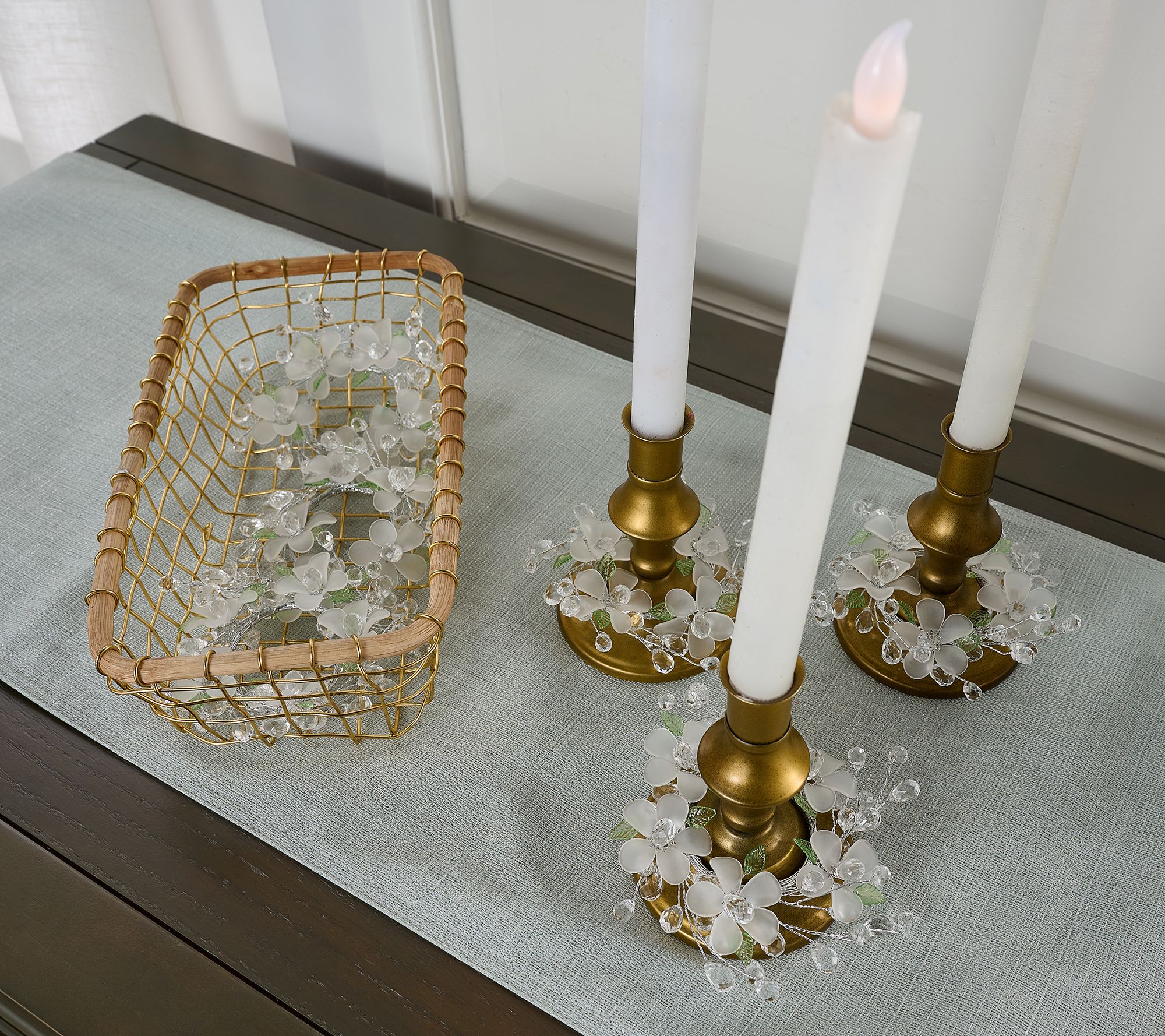 "As Is" Set of 6 Frosted Flower & Facet Bead Napkin Rings by Val